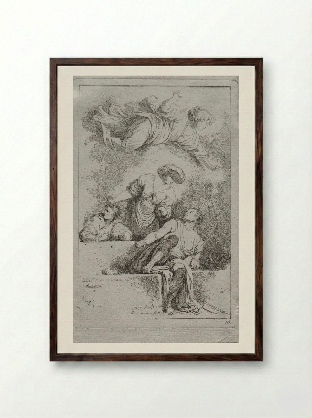 The Disciples at the Tomb - Jean-Honoré Fragonard - Framed Print Dark Wood