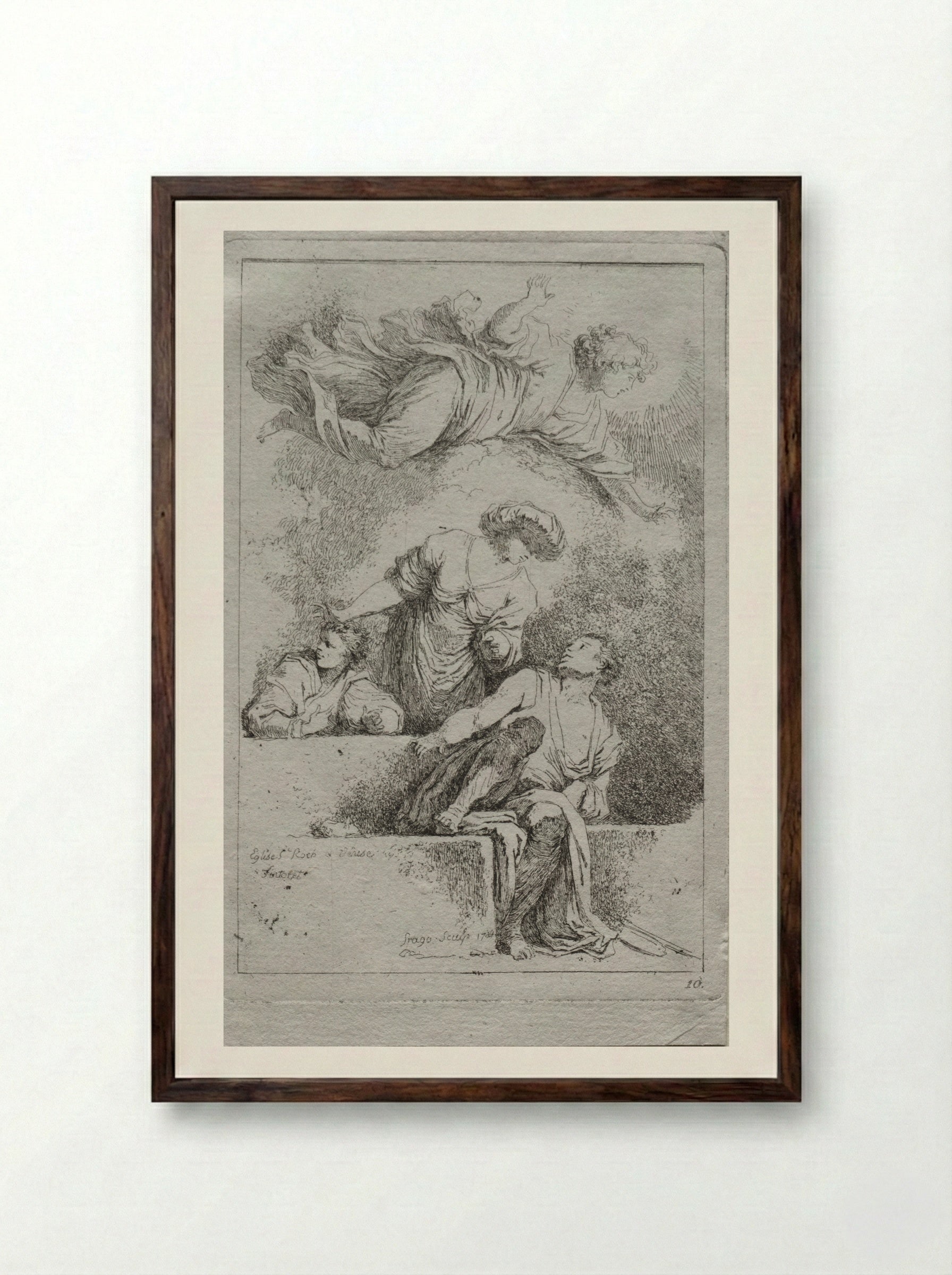 The Disciples at the Tomb - Jean-Honoré Fragonard - Framed Print Dark Wood