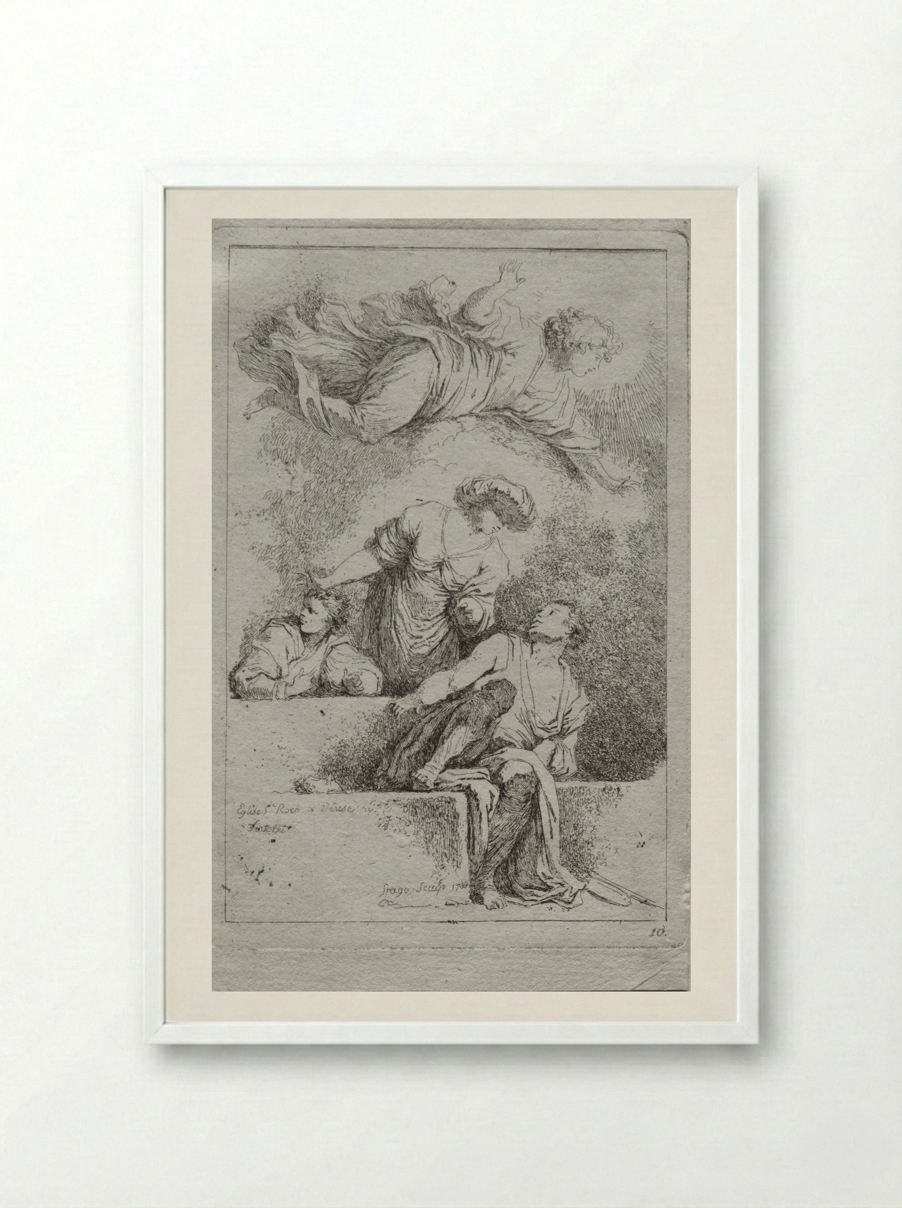 The Disciples at the Tomb - Jean-Honoré Fragonard - Framed Print White