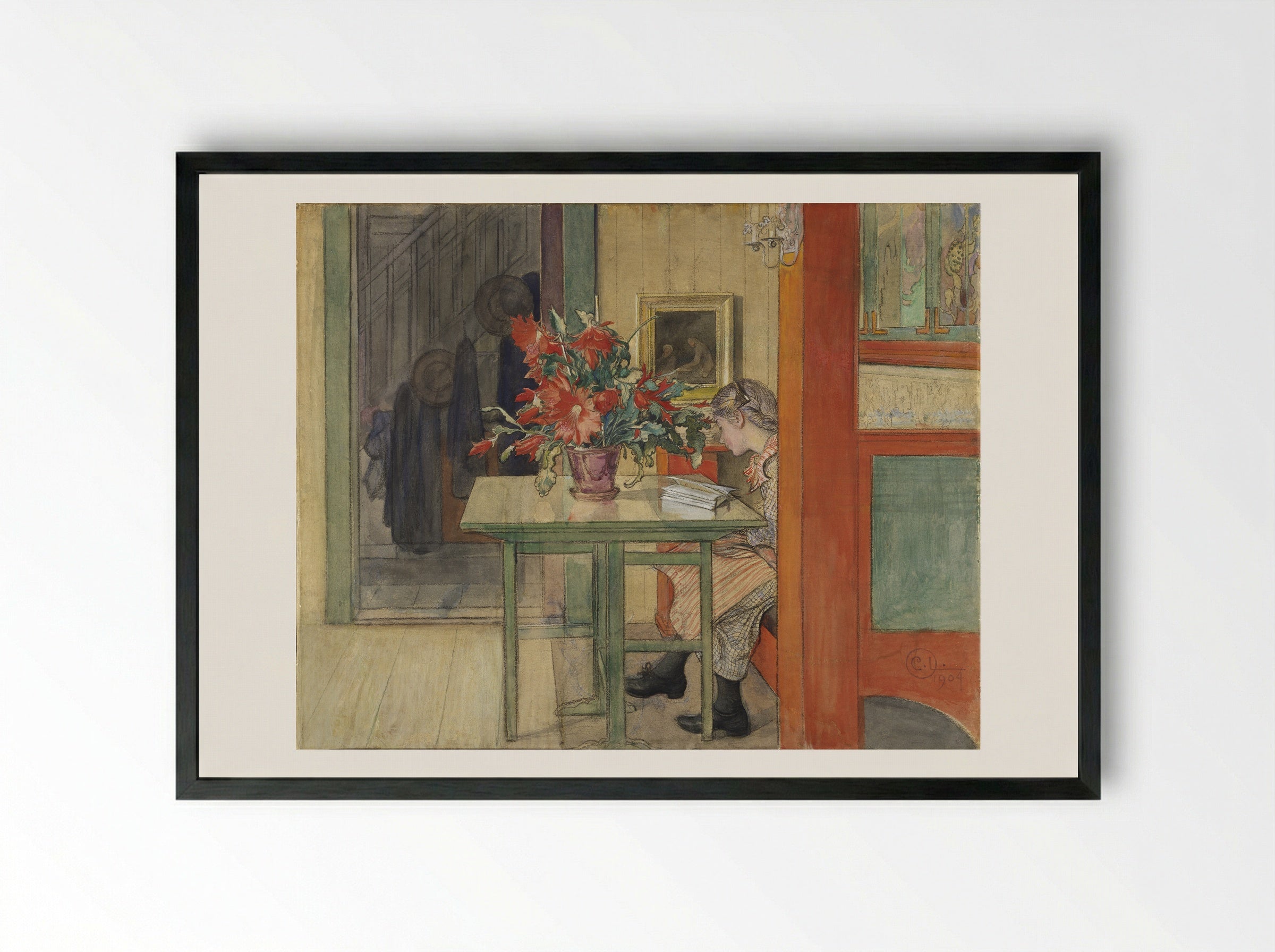 Lisbeth Reading - Carl Larsson - Framed Print Black