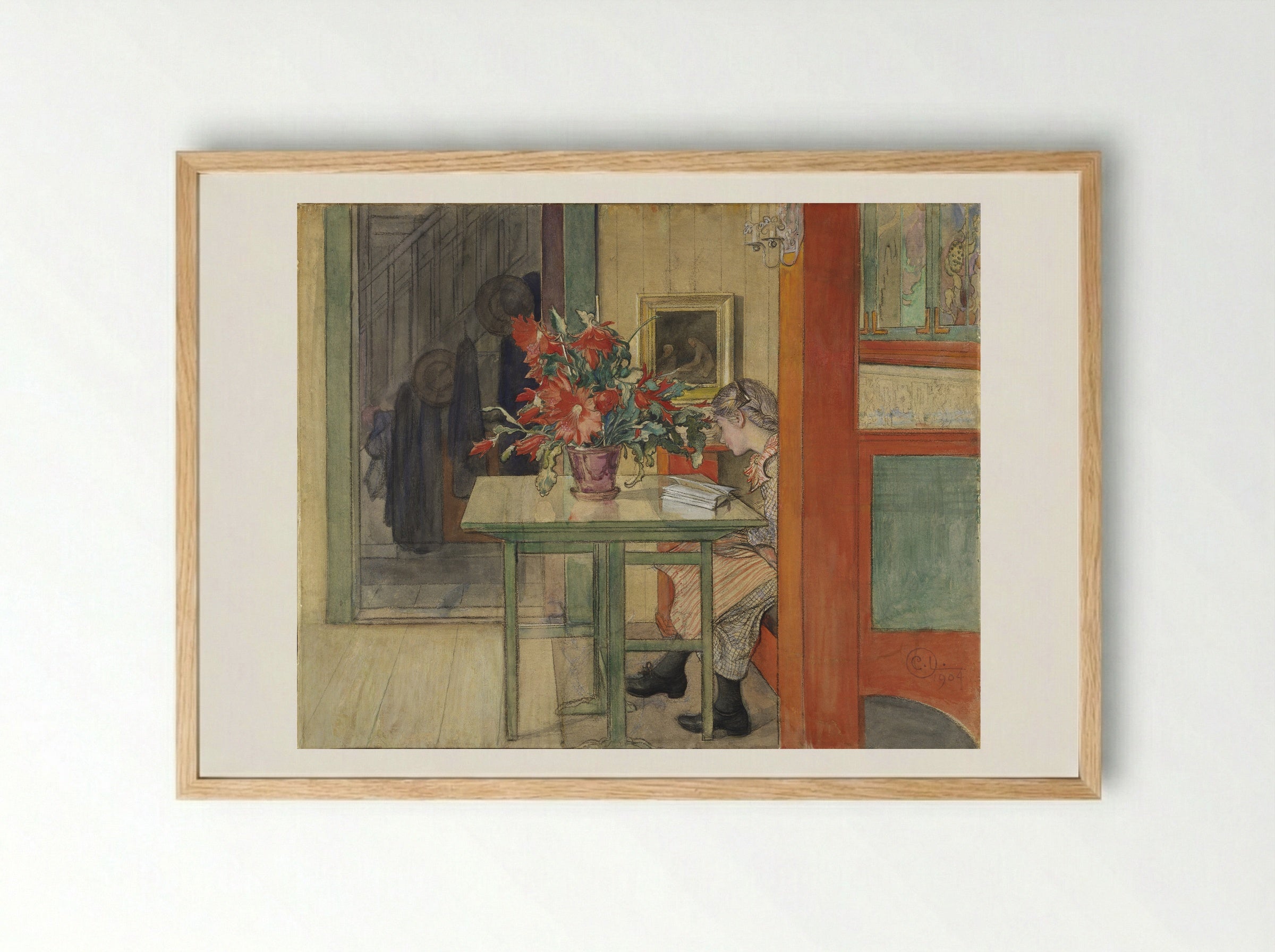 Lisbeth Reading - Carl Larsson - Framed Print Wood