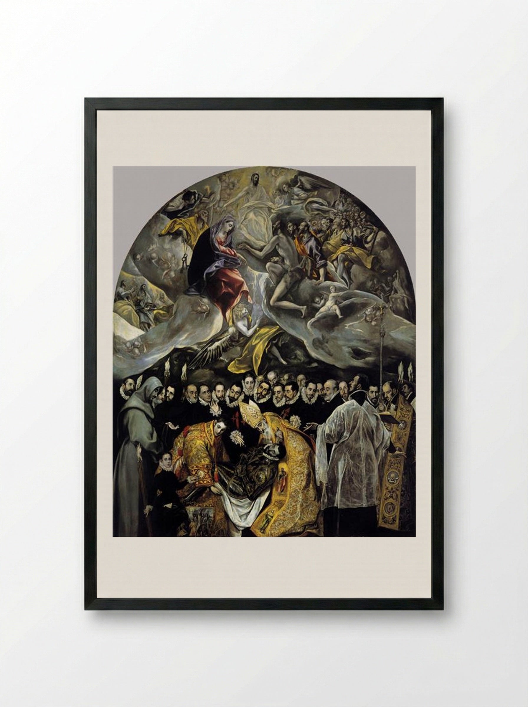 The Burial of the Count of Orgaz - El Greco - Framed Print Black