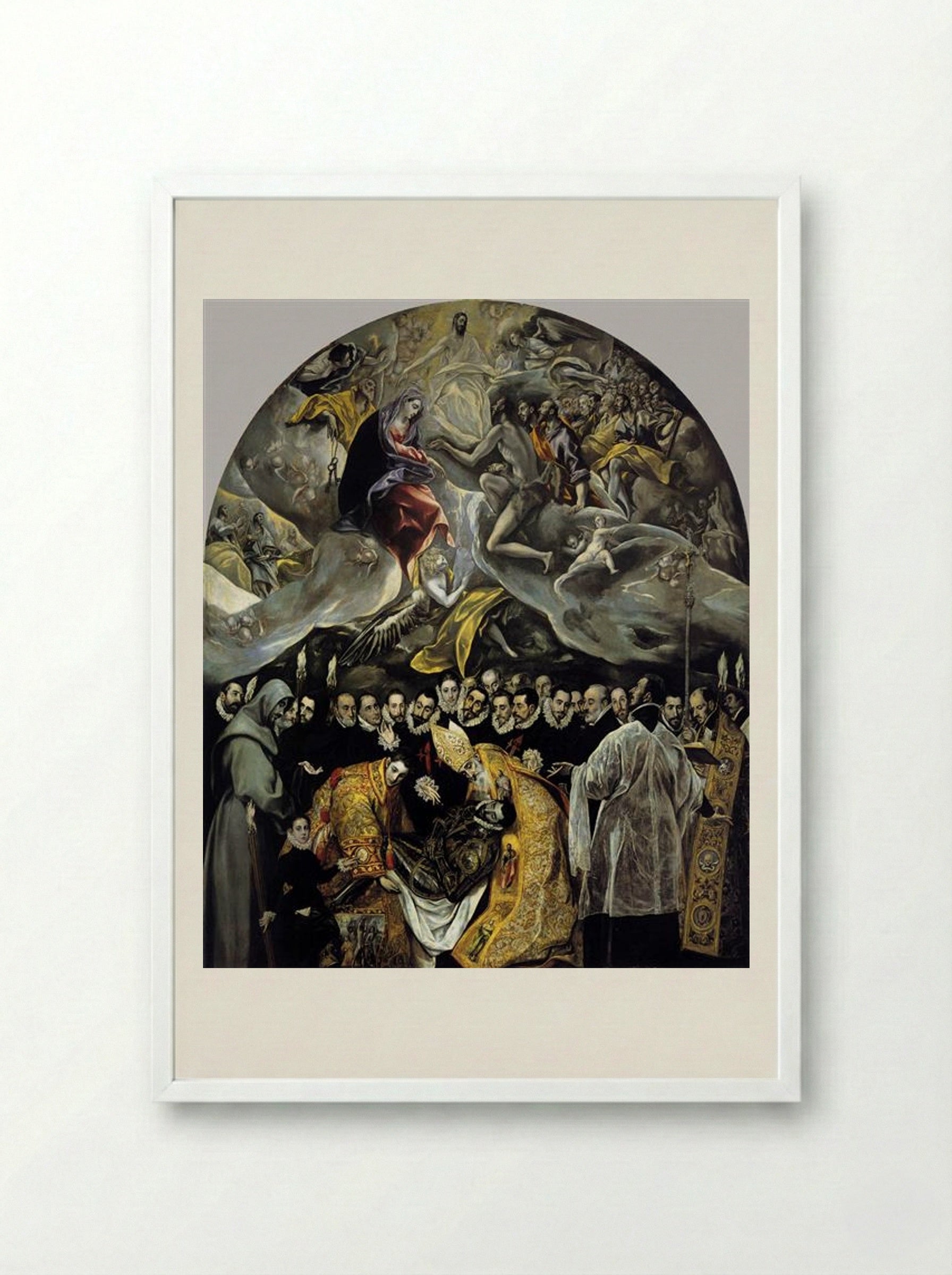 The Burial of the Count of Orgaz - El Greco - Framed Print White