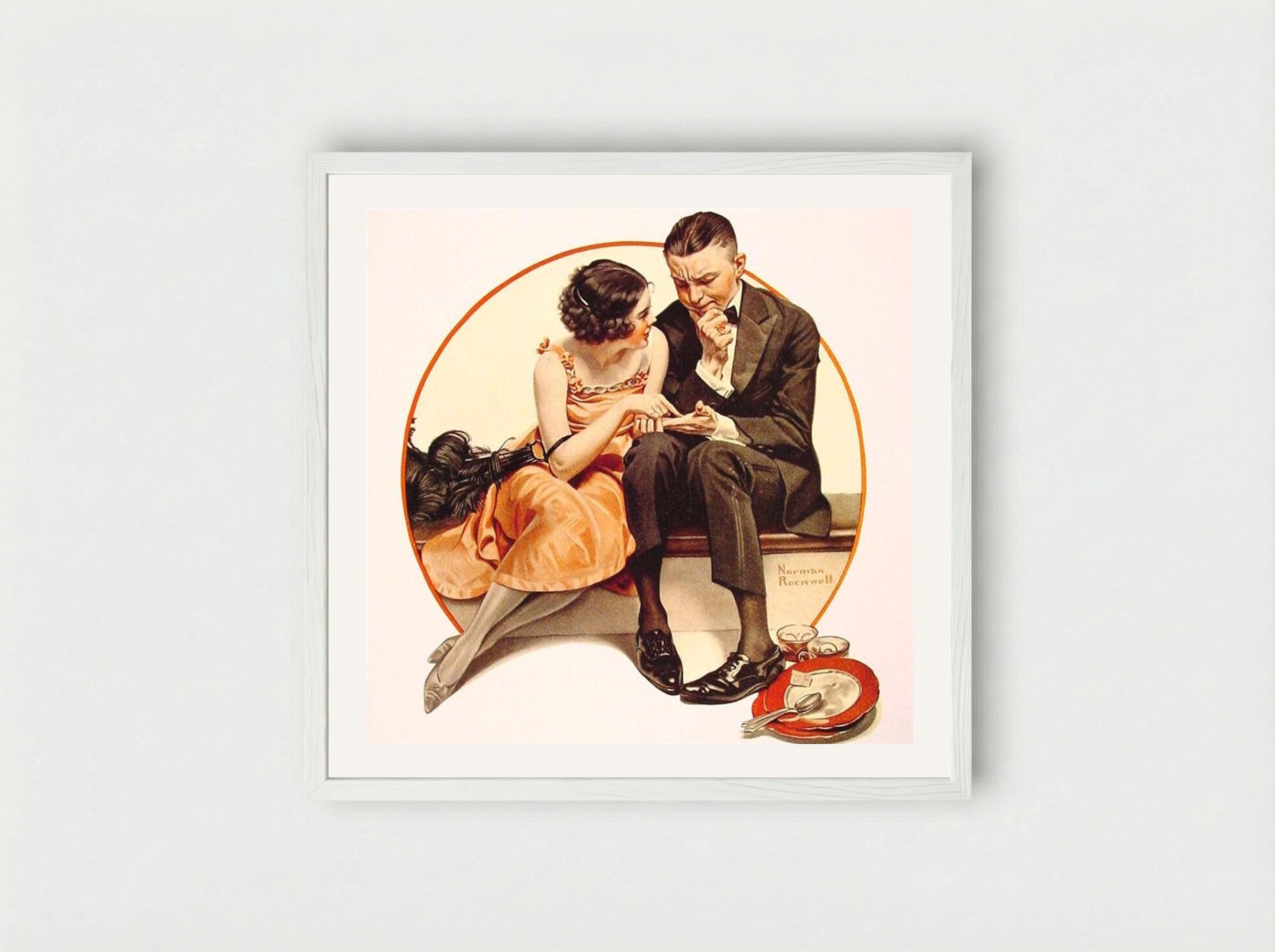 Girl Reading Palm - Norman Rockwell - Framed Print White