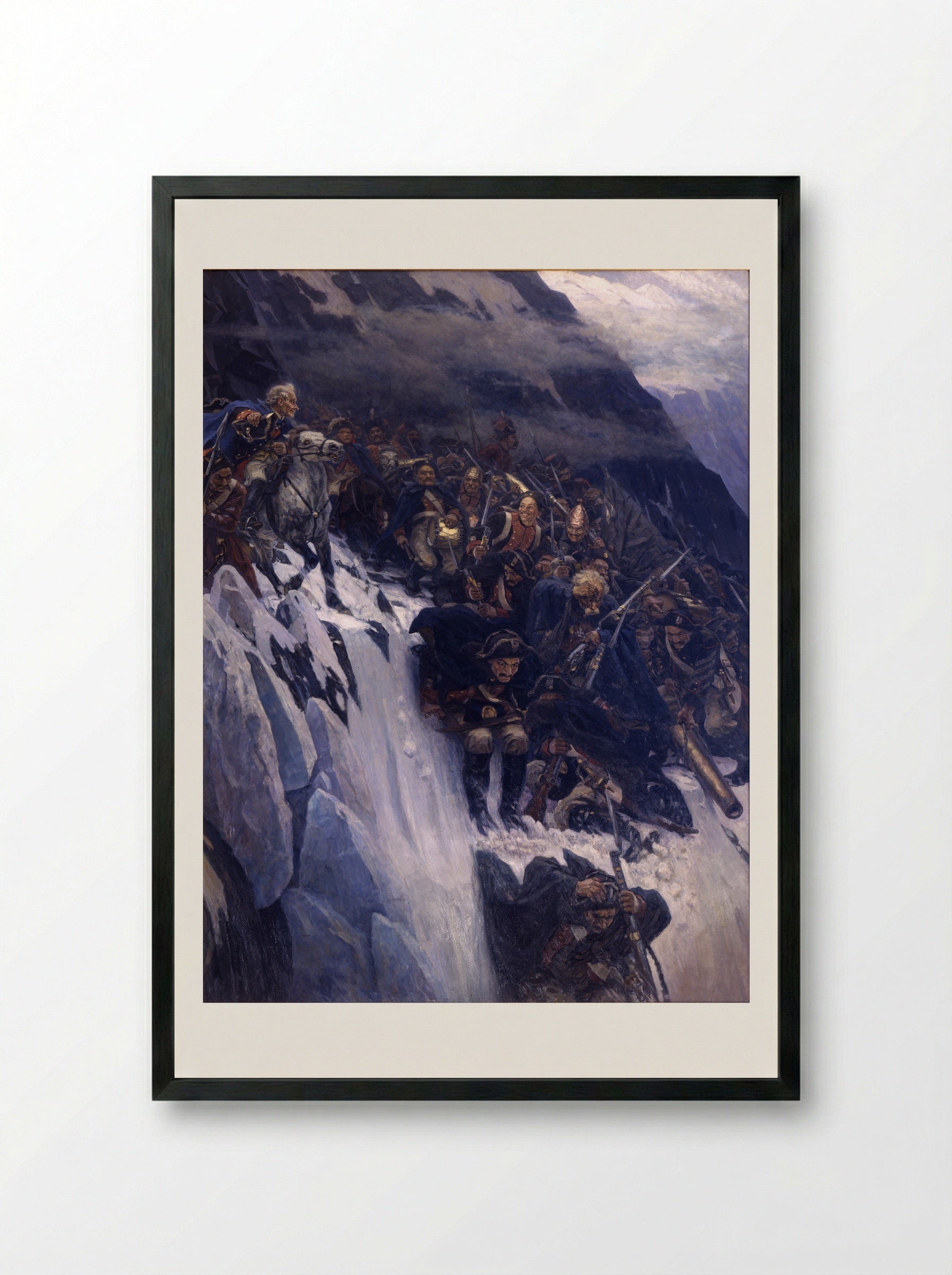Suvorov Crossing the Alps - Vasily Surikov - Framed Print Black