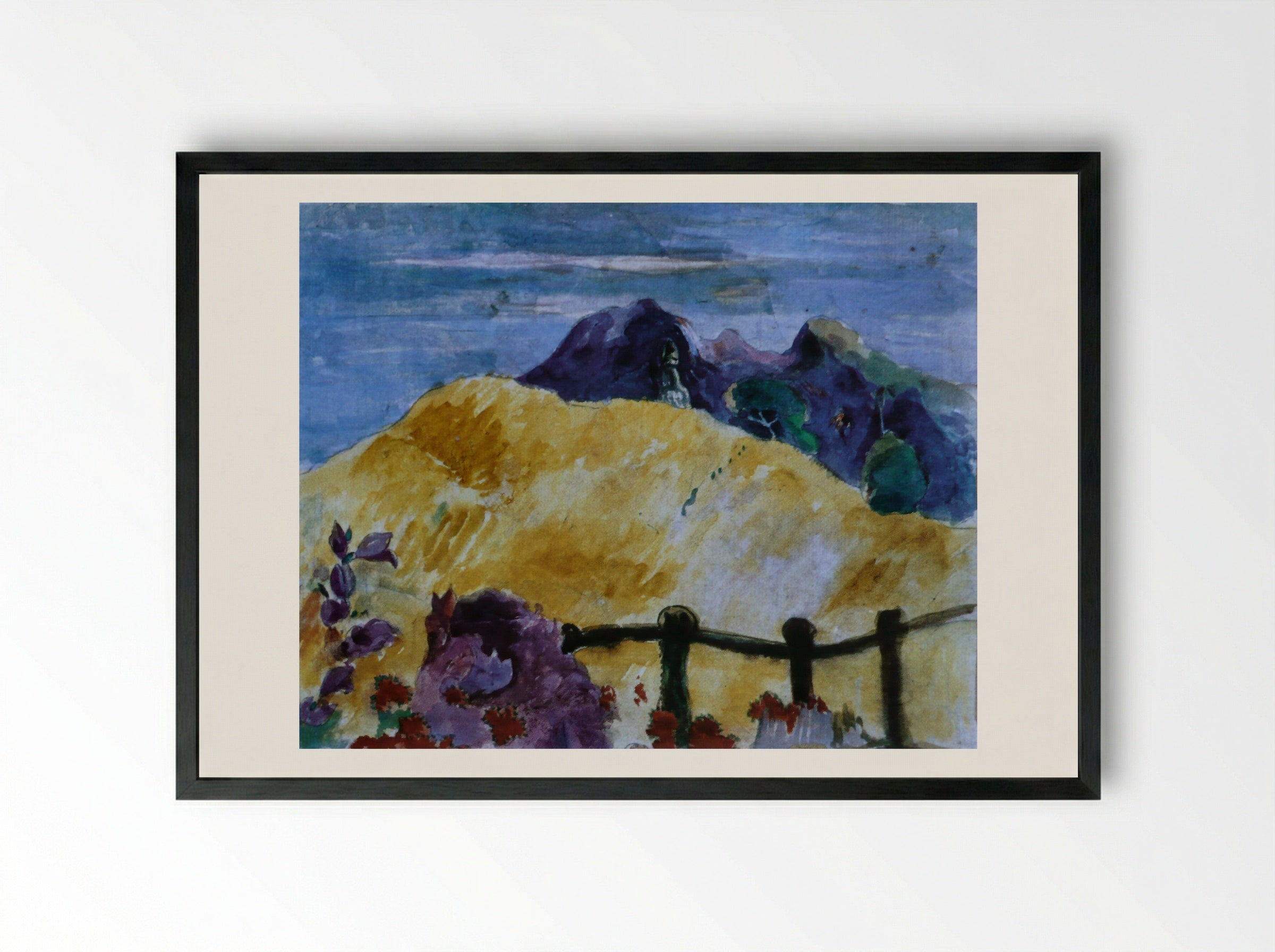 Parahi te marae (There Is the Temple) - Paul Gauguin - Framed Print Black