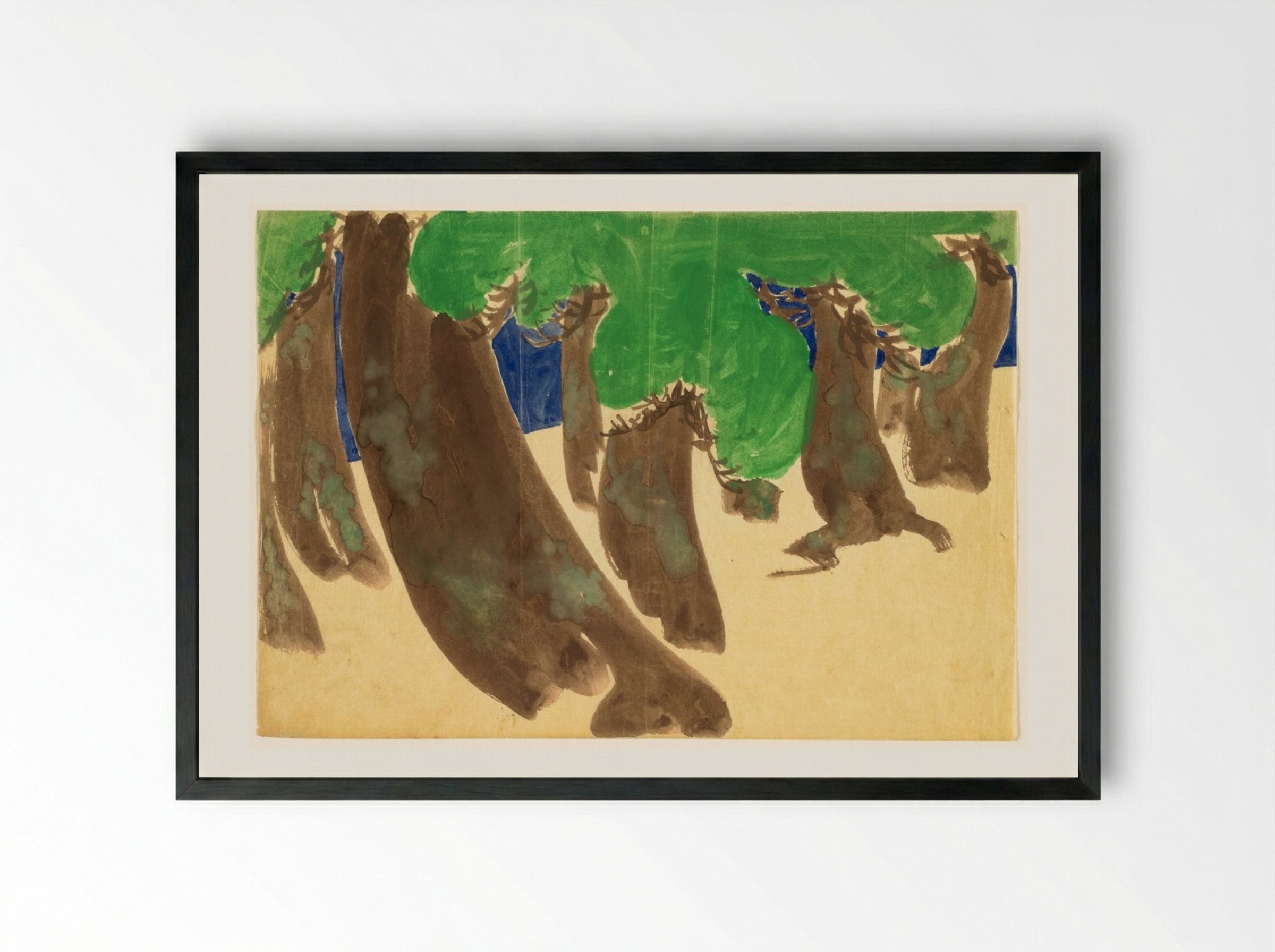Windswept Pines - Kamisaka Sekka - Framed Print Black