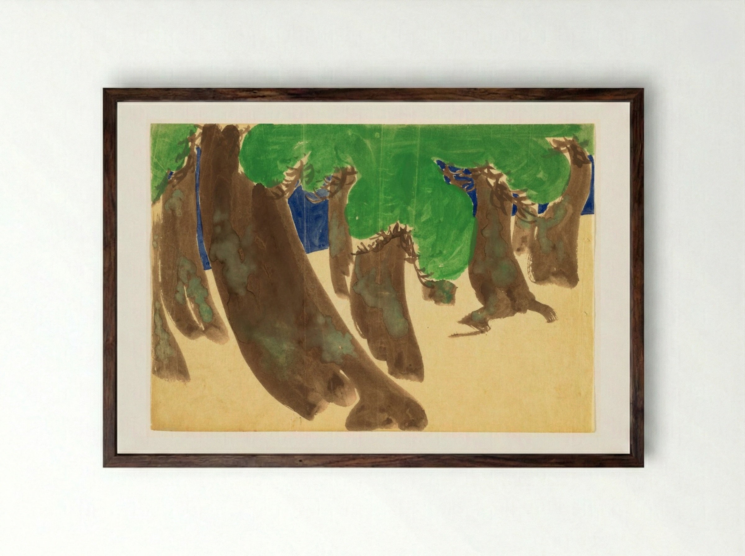 Windswept Pines - Kamisaka Sekka - Framed Print Dark Wood