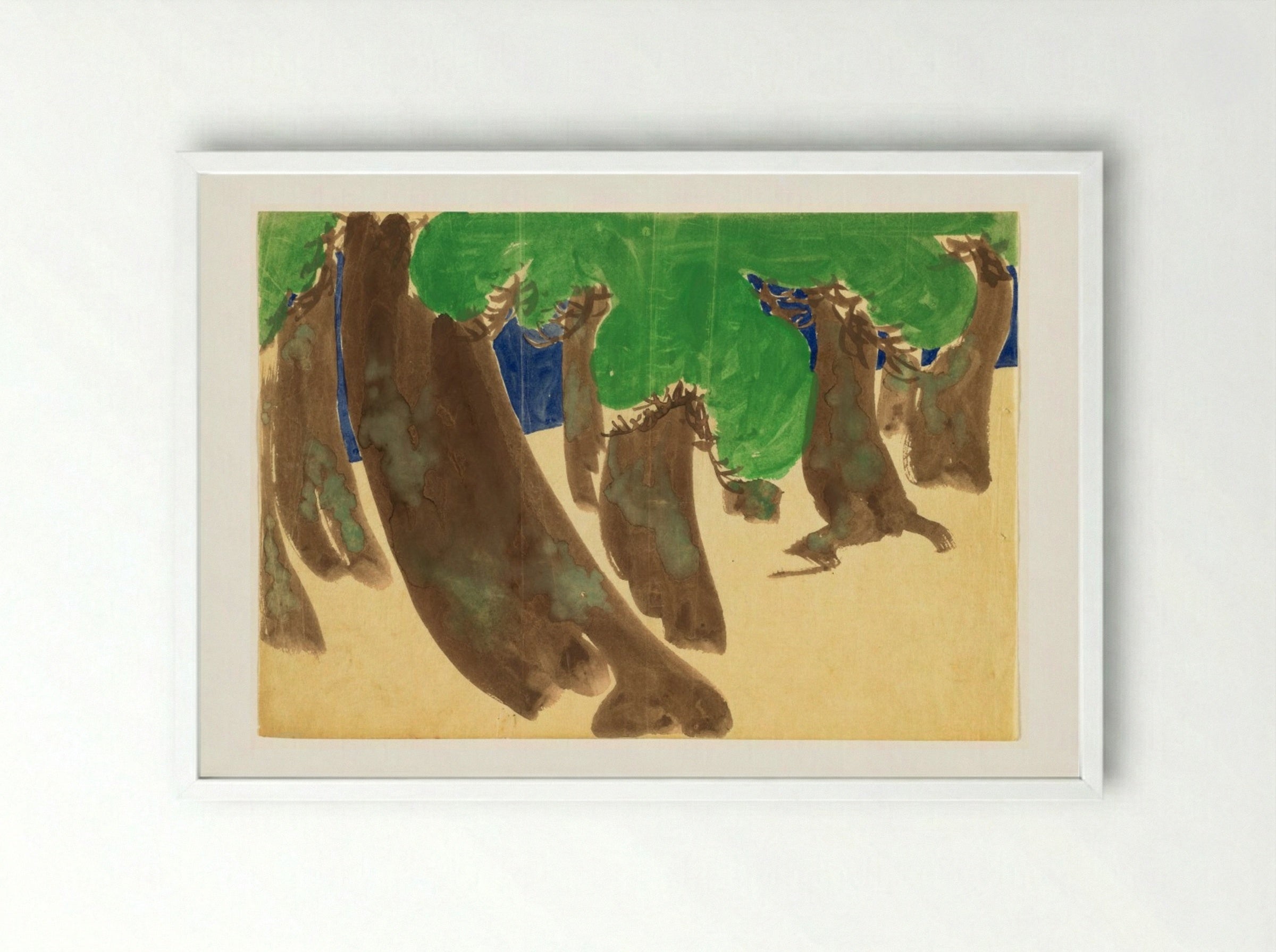 Windswept Pines - Kamisaka Sekka - Framed Print White