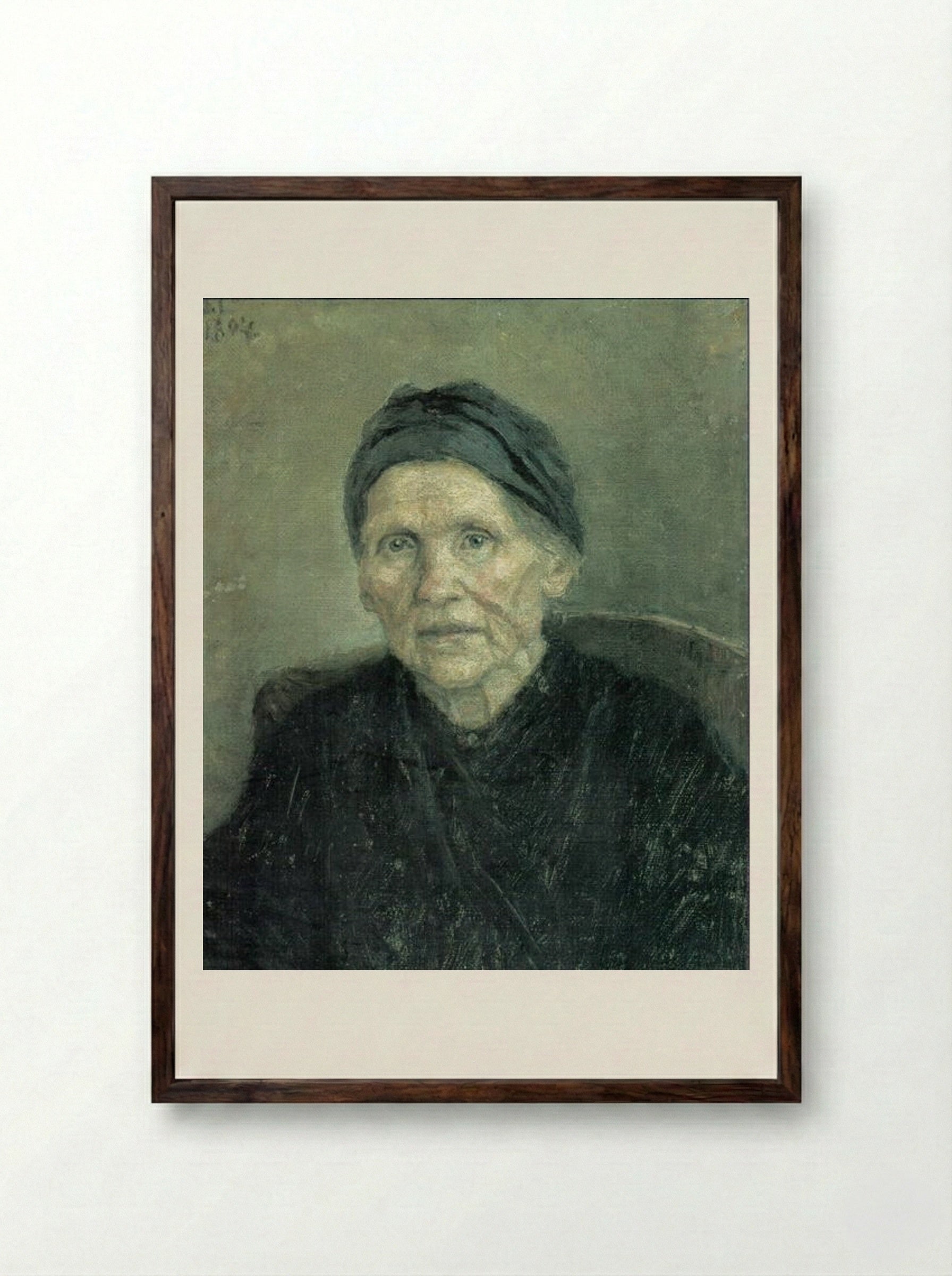 Portrait of the Artist's Mother - Vasily Surikov - Framed Print Dark Wood