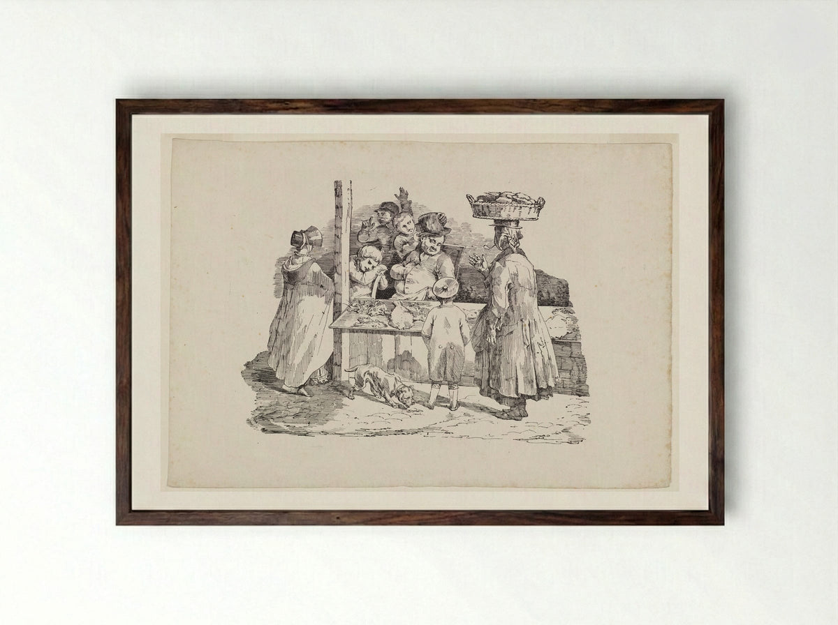 The Sleeping Fishmonger - Théodore Géricault - Framed Print Dark Wood