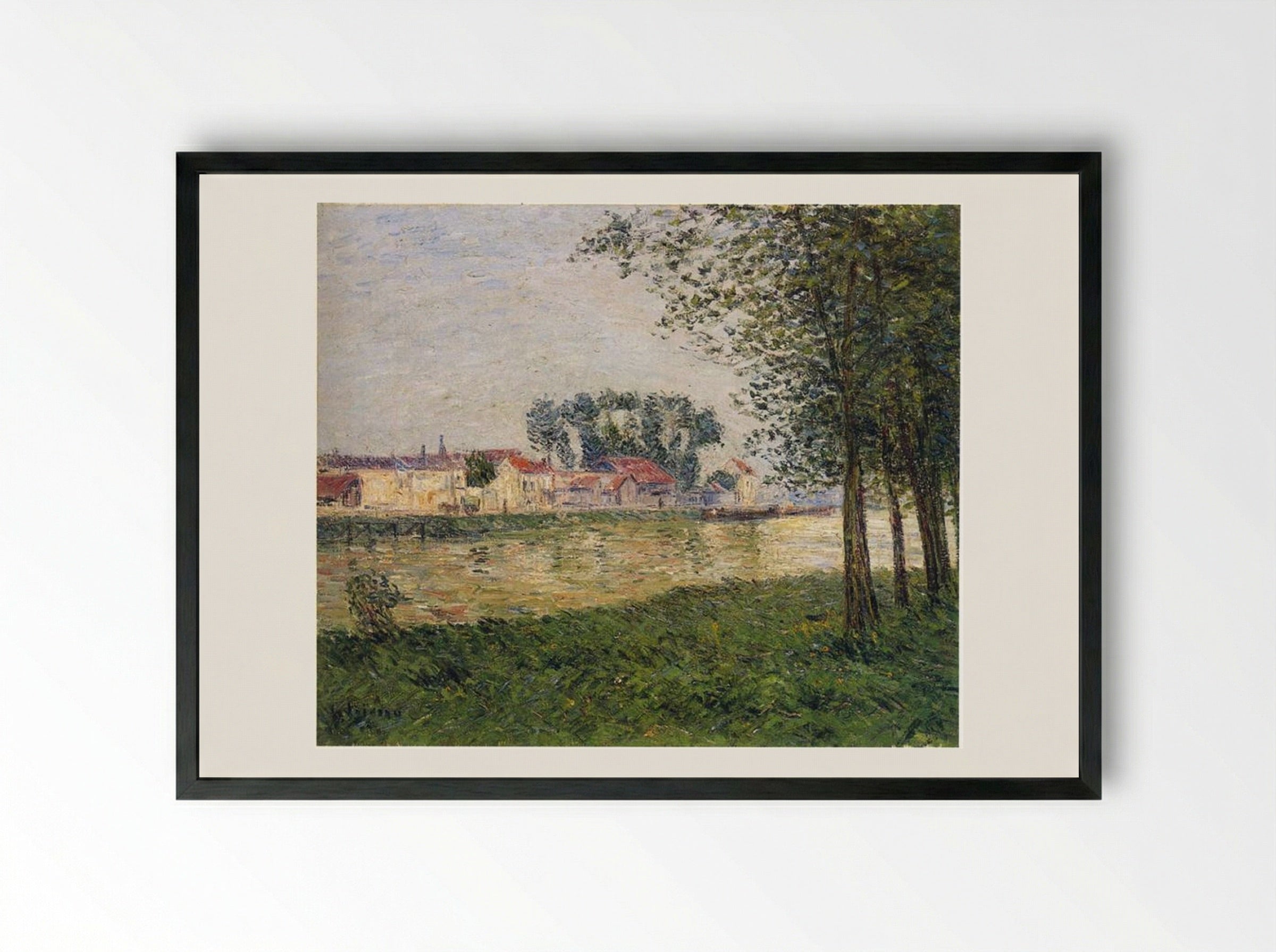 By the Oise at Parmain - Gustave Loiseau - Framed Print Black
