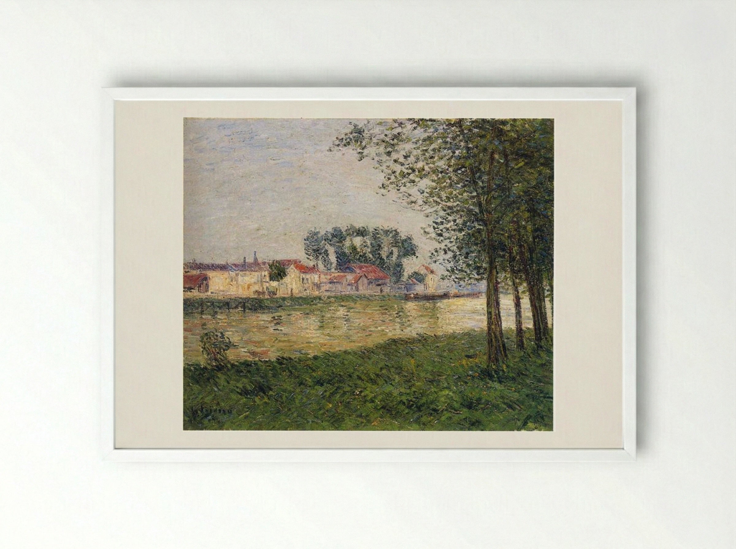 By the Oise at Parmain - Gustave Loiseau - Framed Print White
