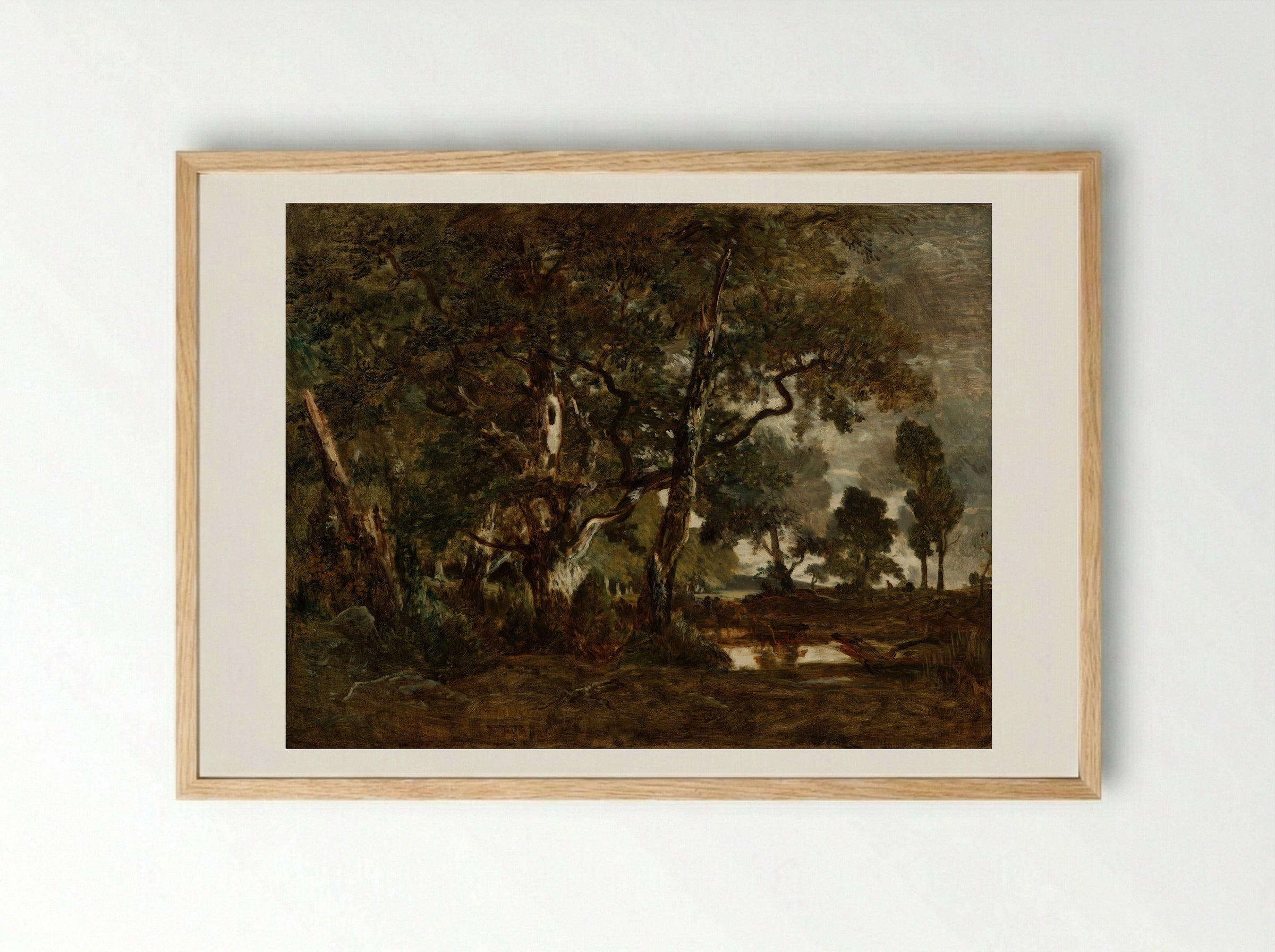 Rendez-vous de chasse, Forest of Fontainebleau - Théodore Rousseau - Framed Print Wood