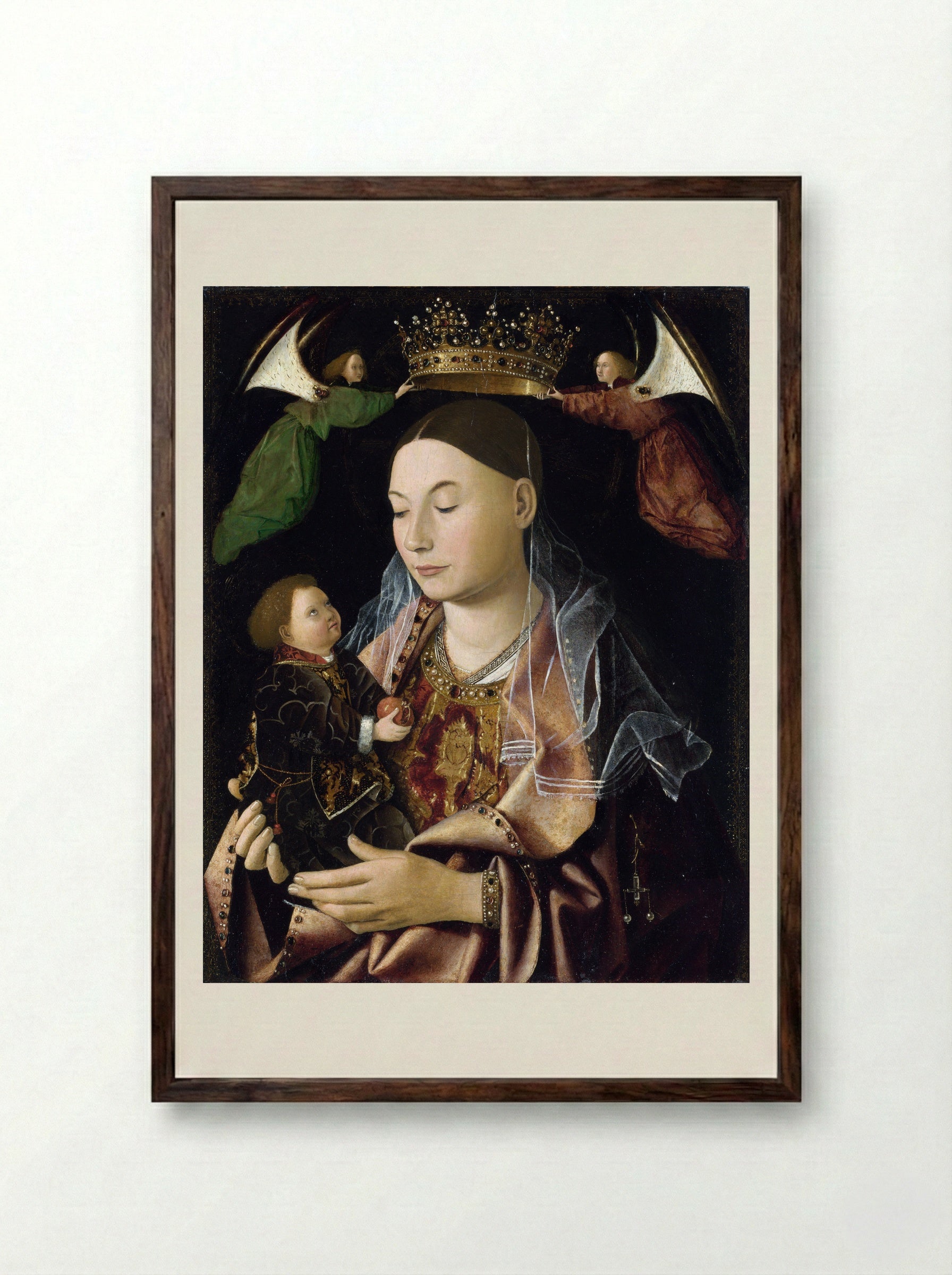 Madonna and Child (Salting Madonna) - Antonello da Messina - Framed Print Dark Wood
