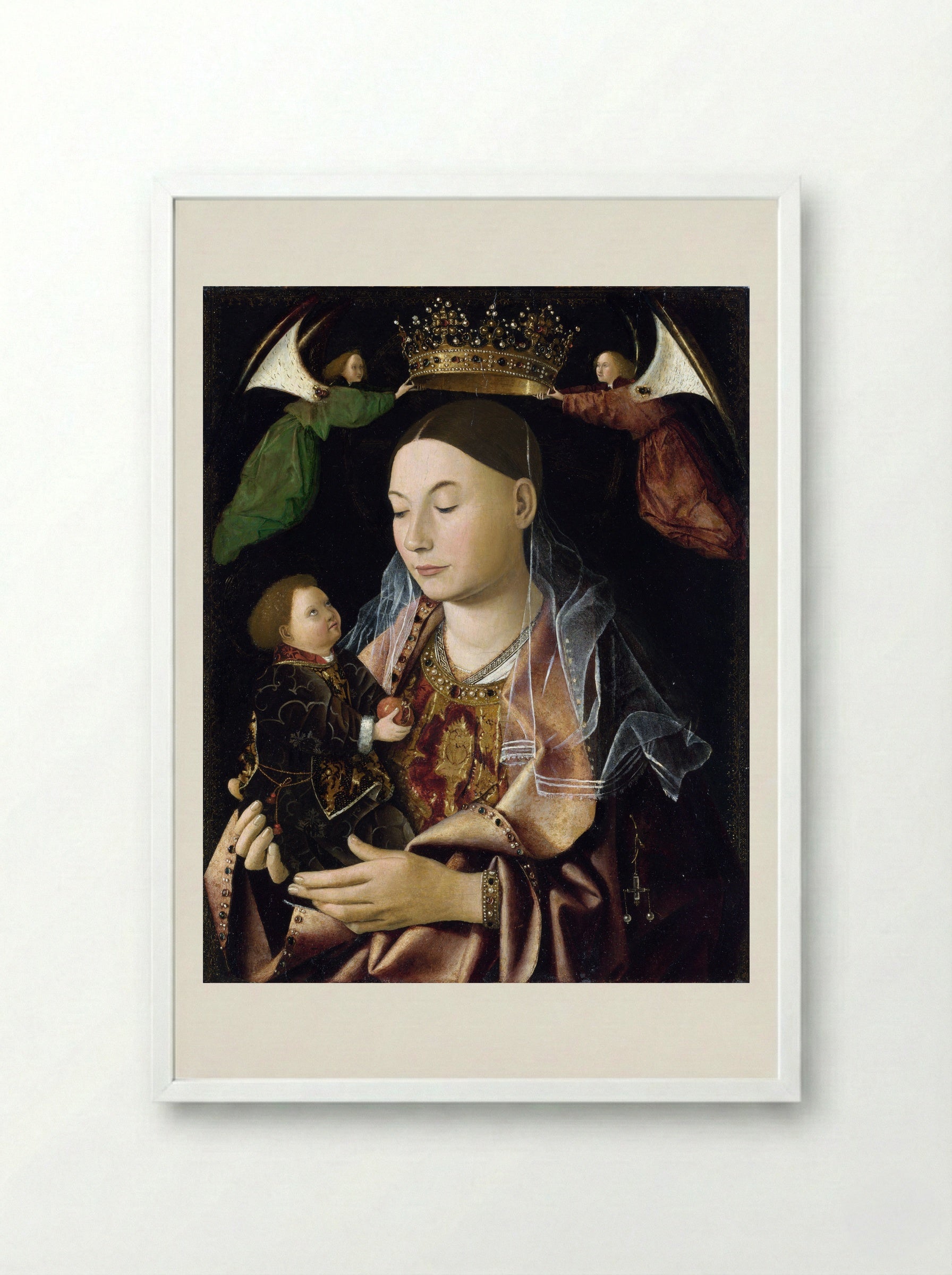 Madonna and Child (Salting Madonna) - Antonello da Messina - Framed Print White