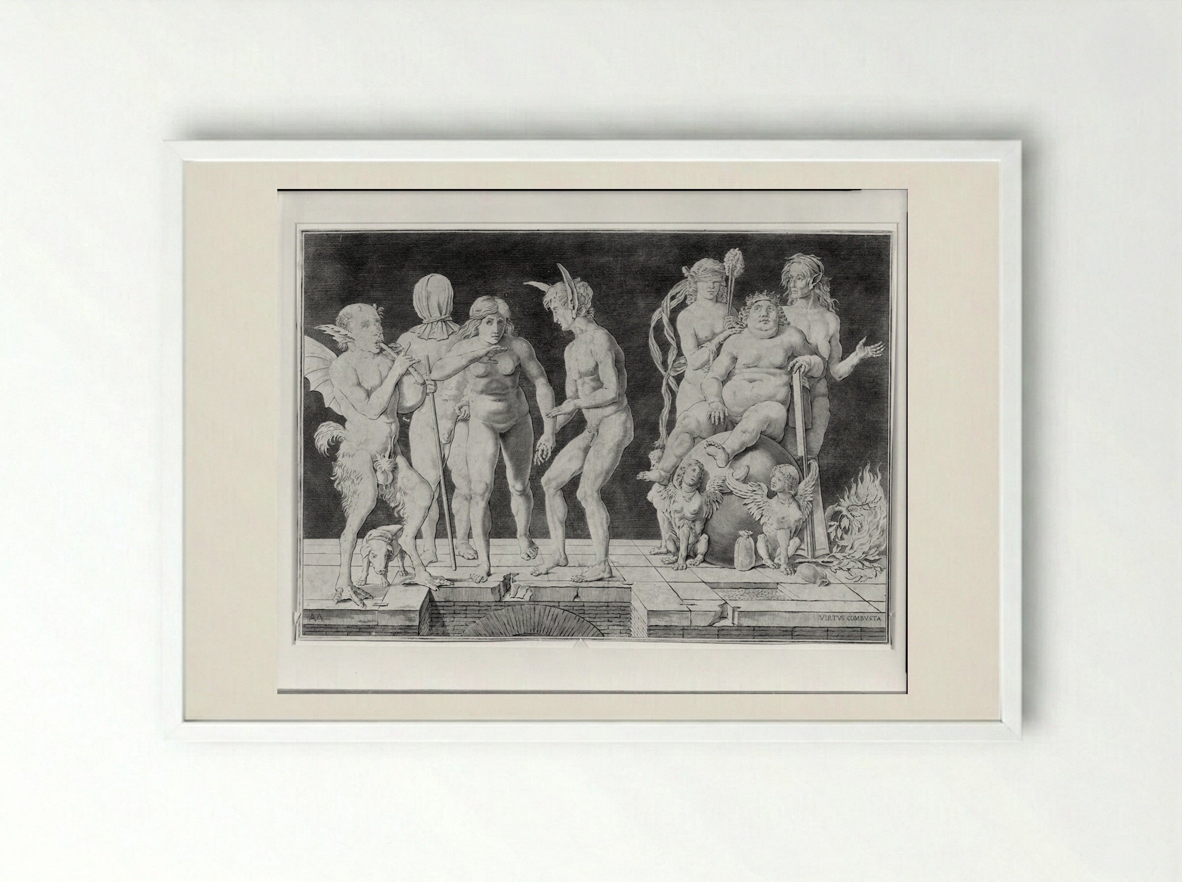 Virtue Combusta - Andrea Mantegna - Framed Print White