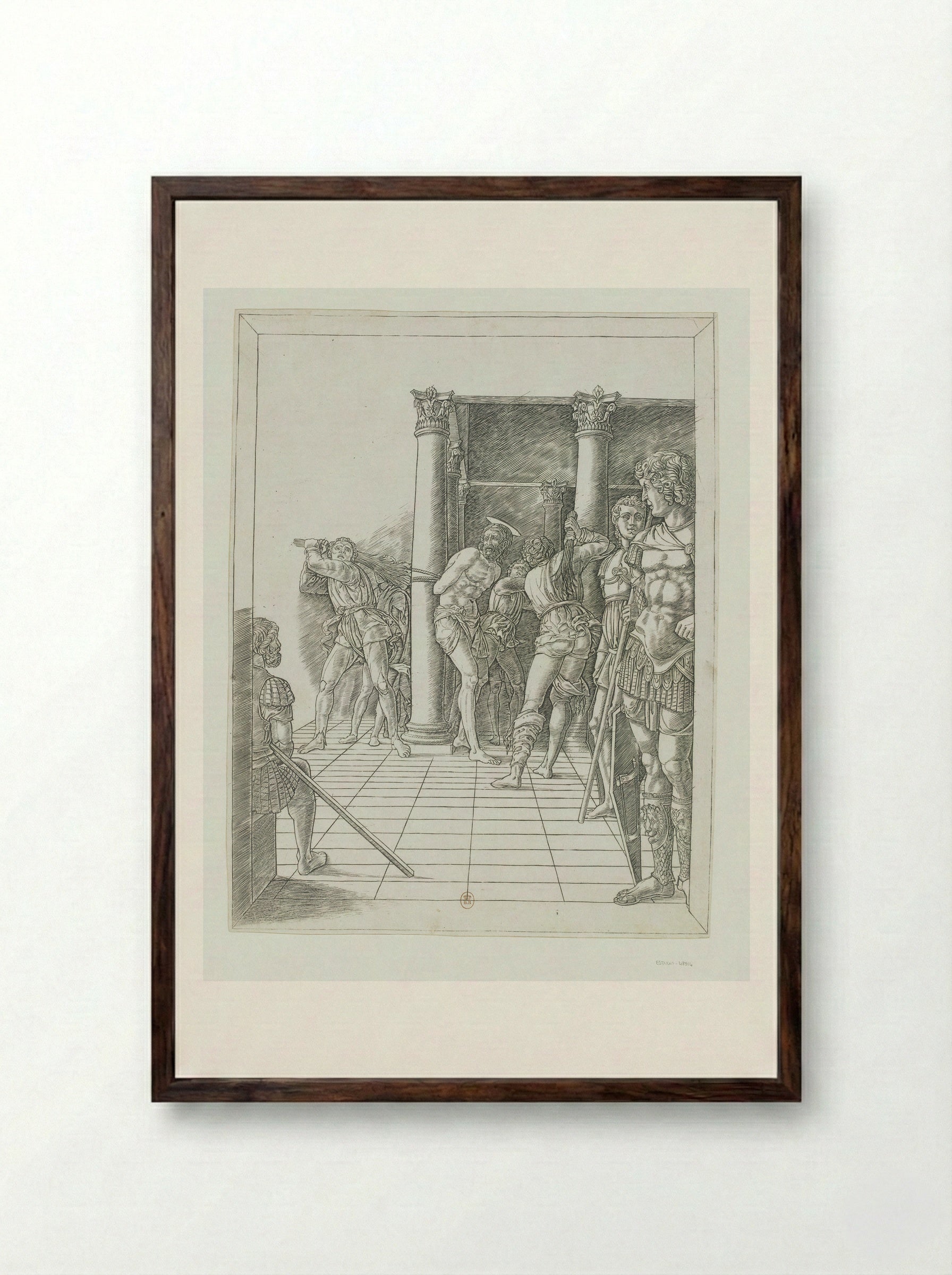 The Flagellation (with the pavement) - Andrea Mantegna - Framed Print Dark Wood