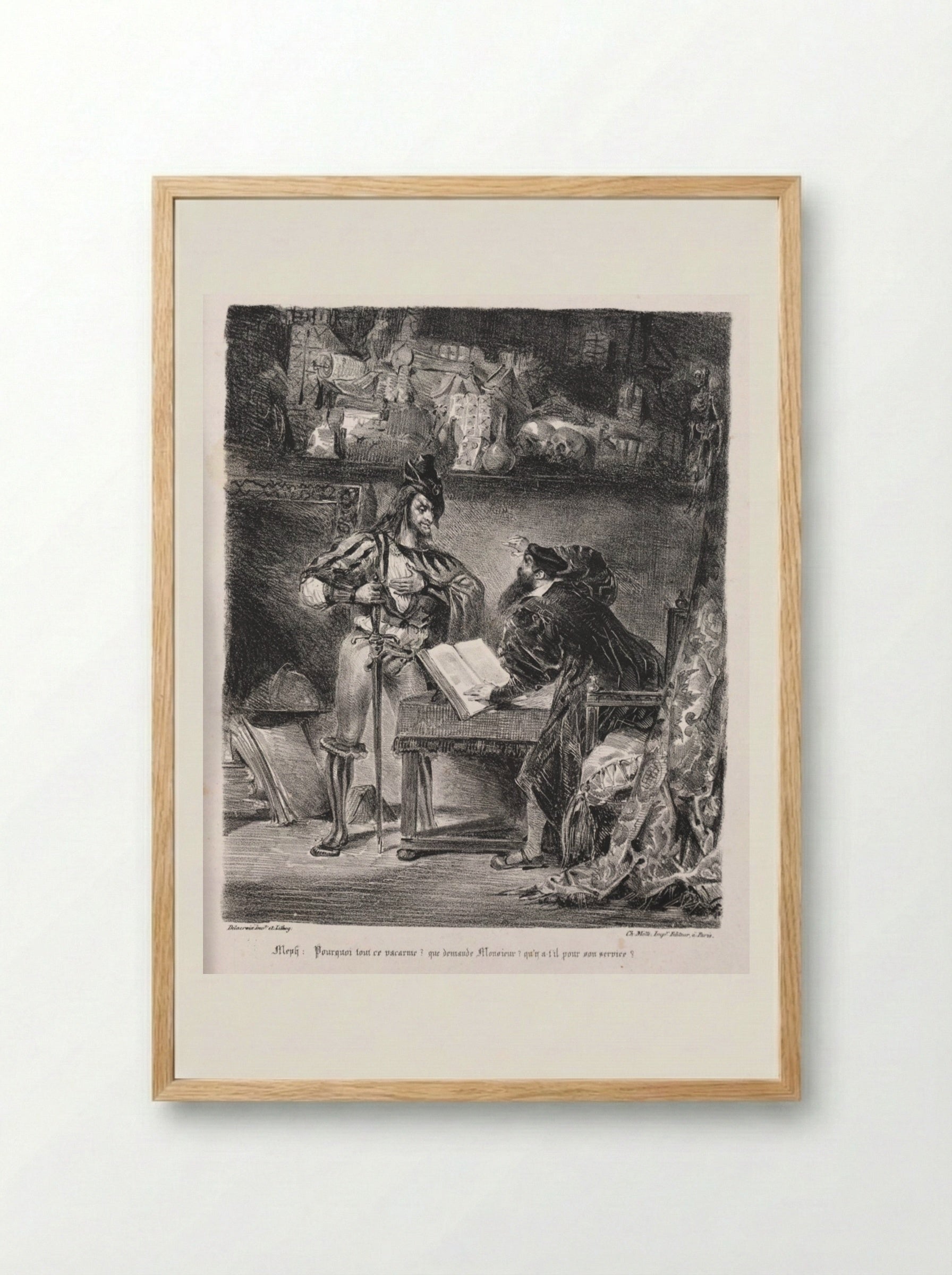 Méphistophélés visits Faust - Eugène Delacroix - Framed Print Wood