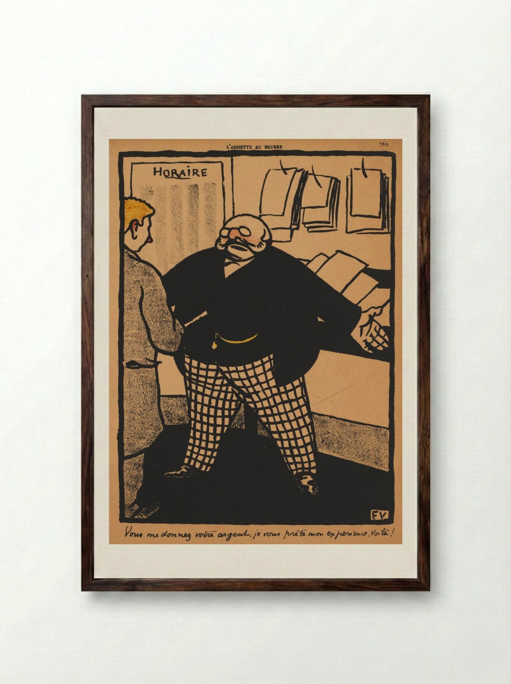 You give me your money, I lend you my experience - Félix Vallotton - Framed Print Dark Wood