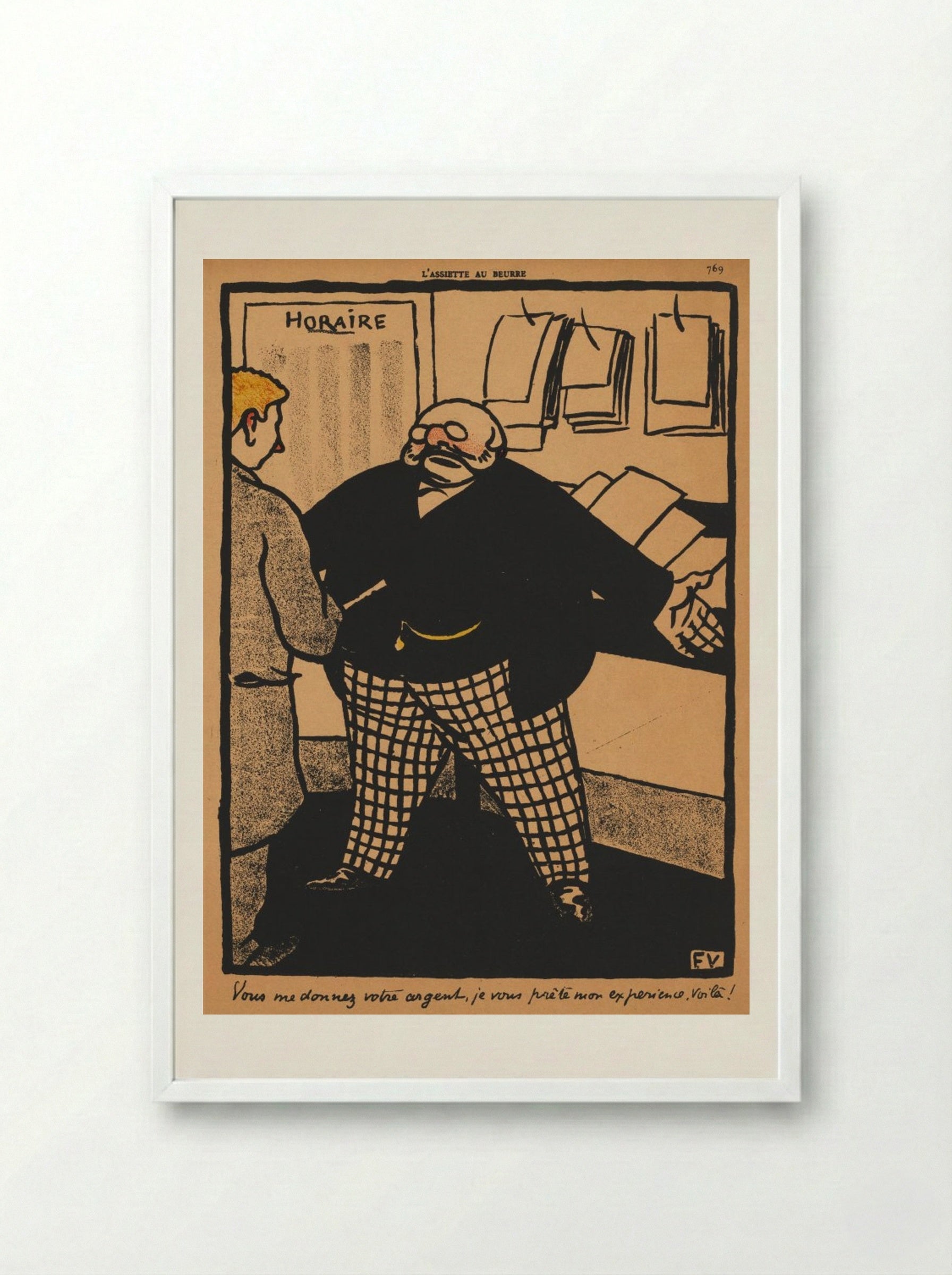 You give me your money, I lend you my experience - Félix Vallotton - Framed Print White