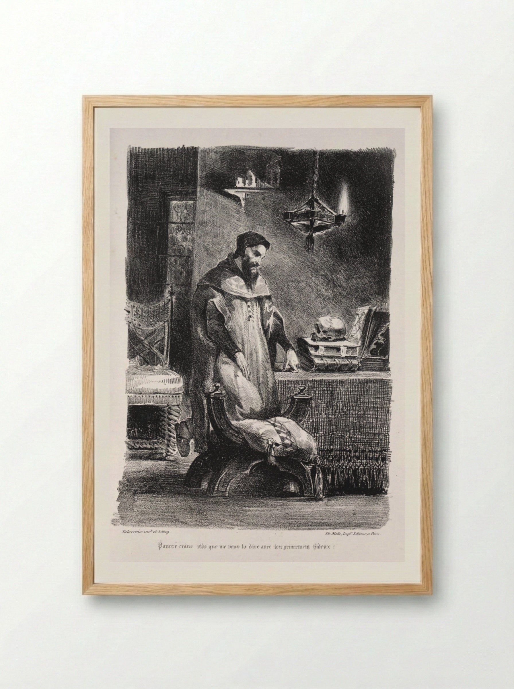Faust in his dressing-room - Eugène Delacroix - Framed Print Wood