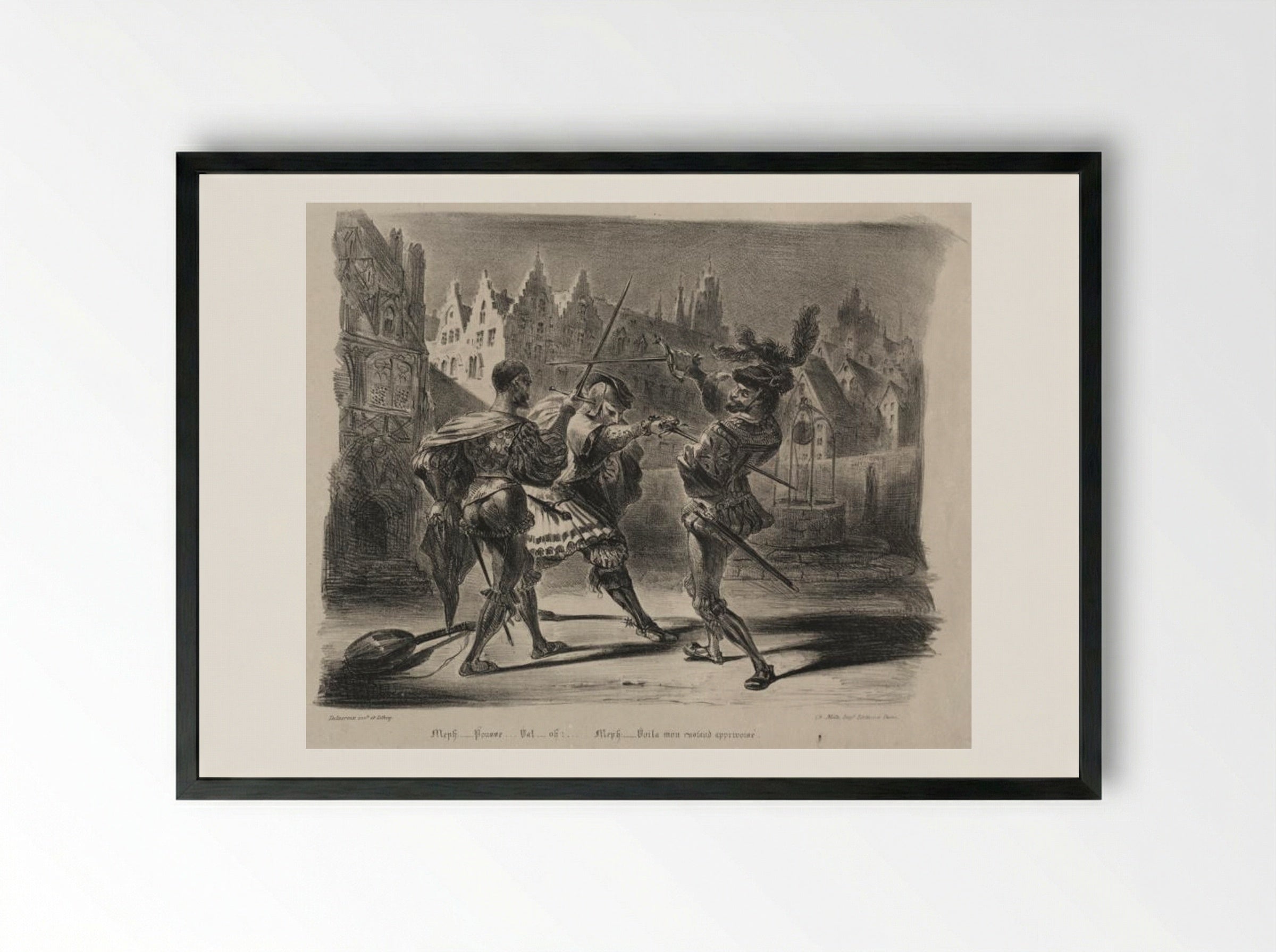 Duel of Faust and of Valentin - Eugène Delacroix - Framed Print Black