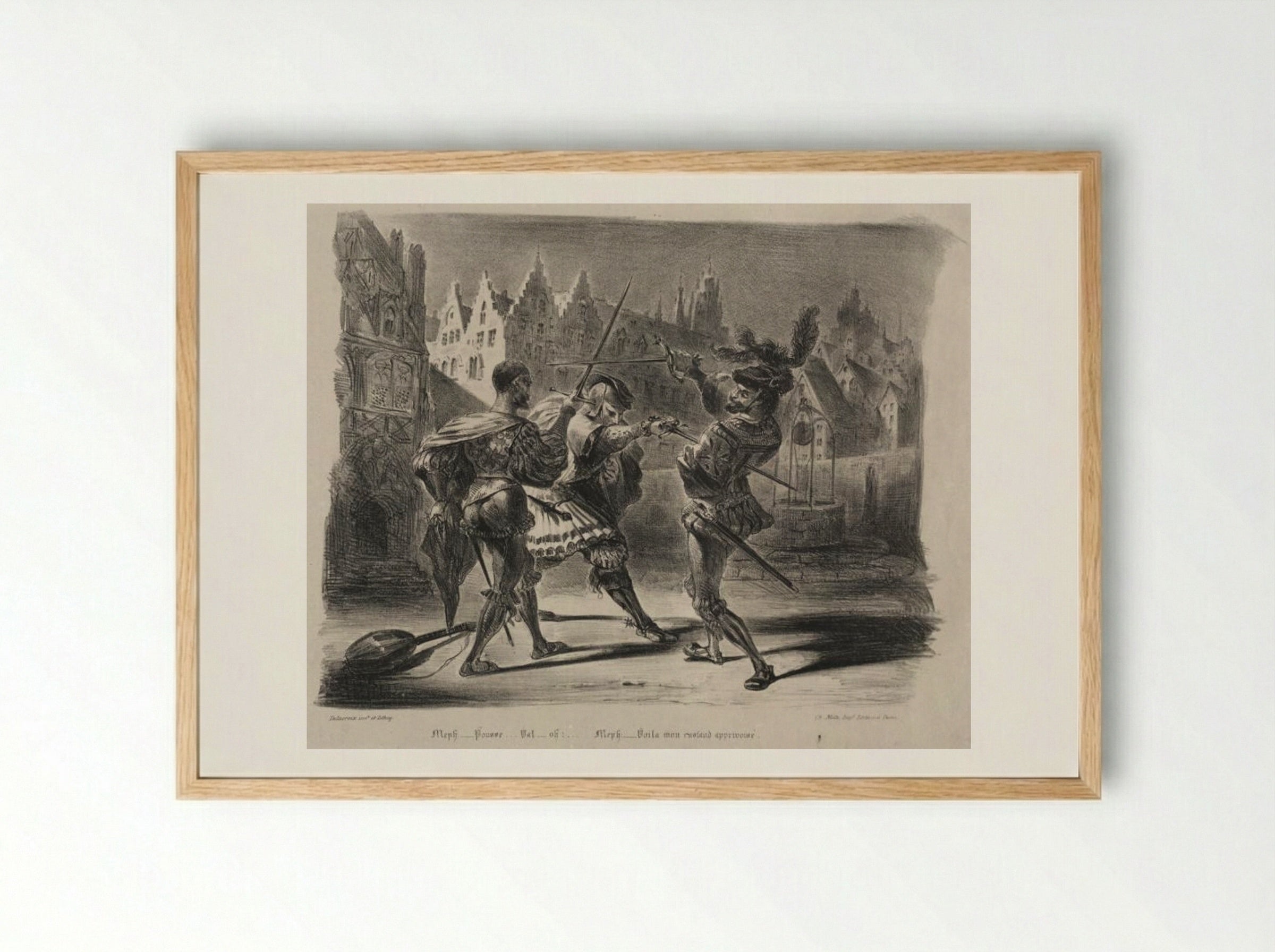 Duel of Faust and of Valentin - Eugène Delacroix - Framed Print Wood