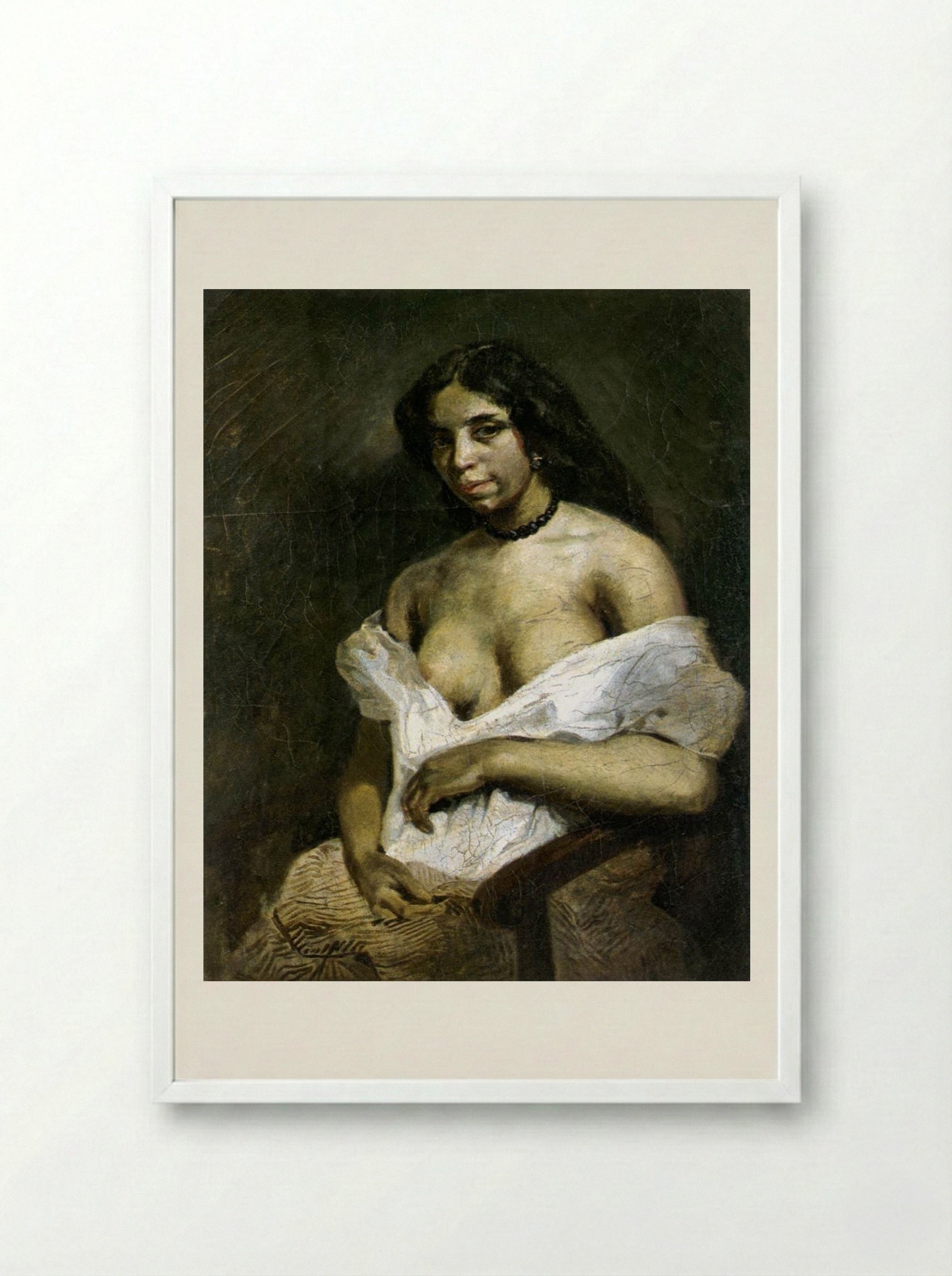 Aspasia - Eugène Delacroix - Framed Print White
