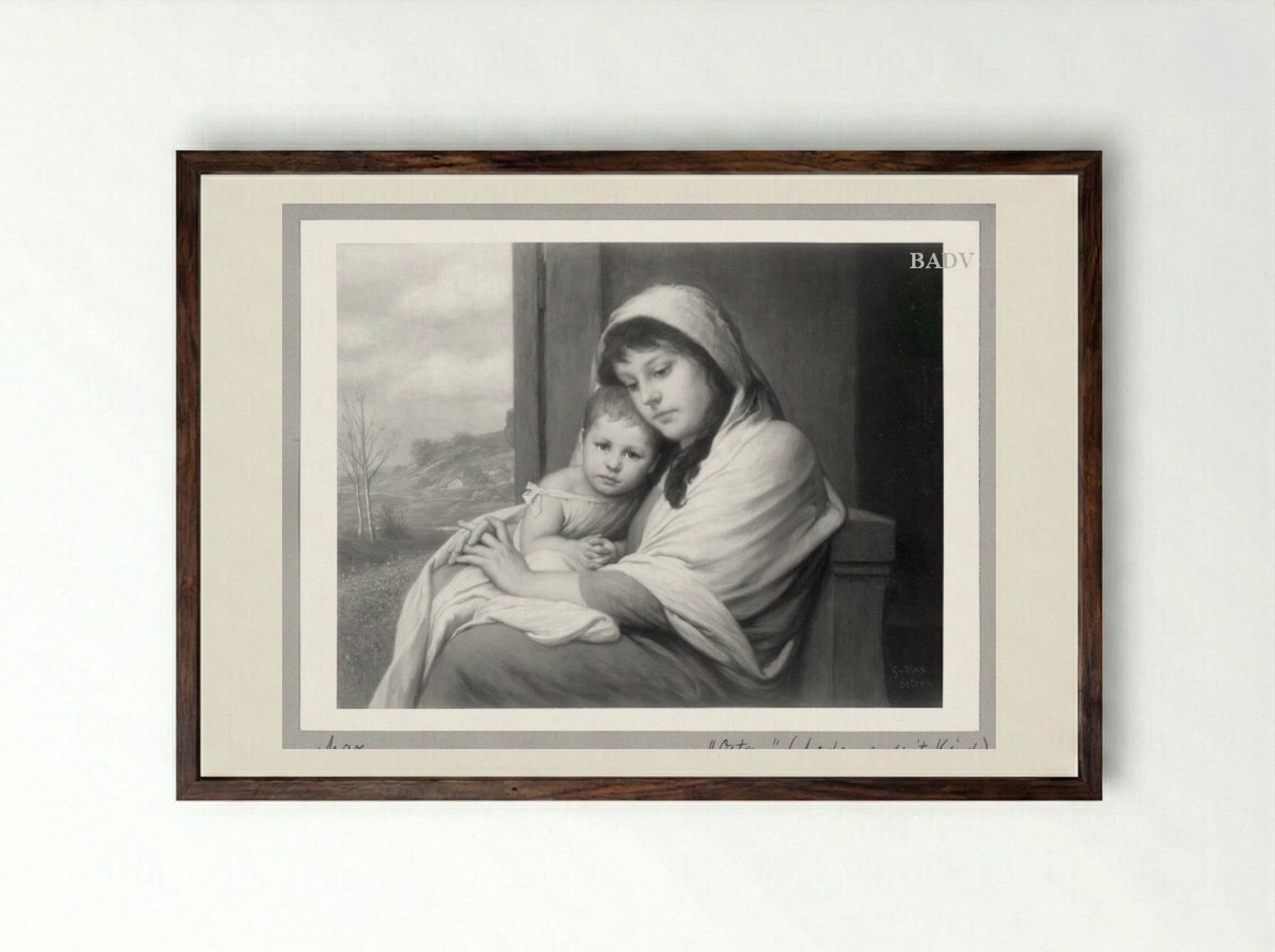 Mutter mit Kind - Gabriel von Max - Framed Print Dark Wood