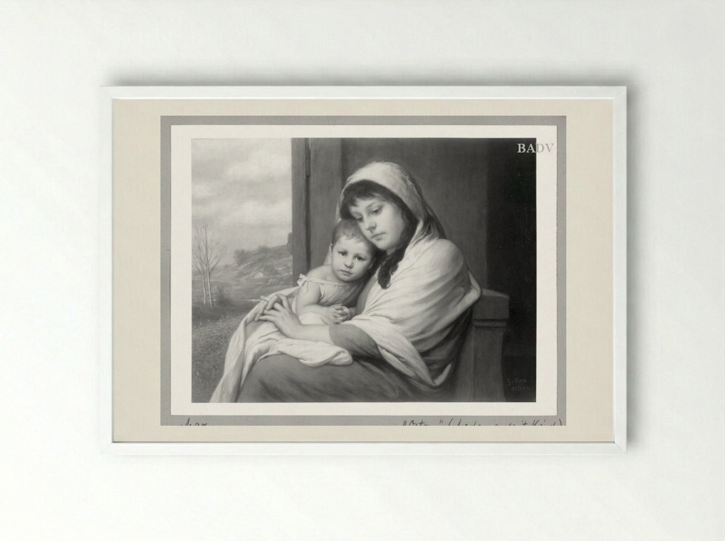 Mutter mit Kind - Gabriel von Max - Framed Print White