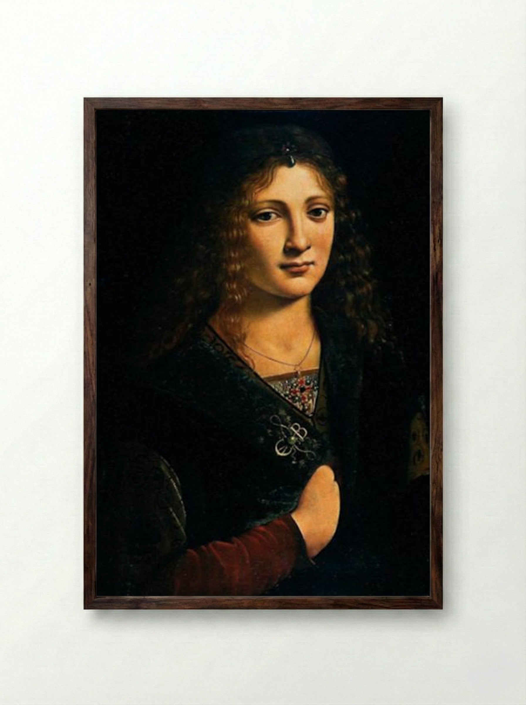 Portrait of a Youth - Giovanni Antonio Boltraffio - Framed Print Dark Wood
