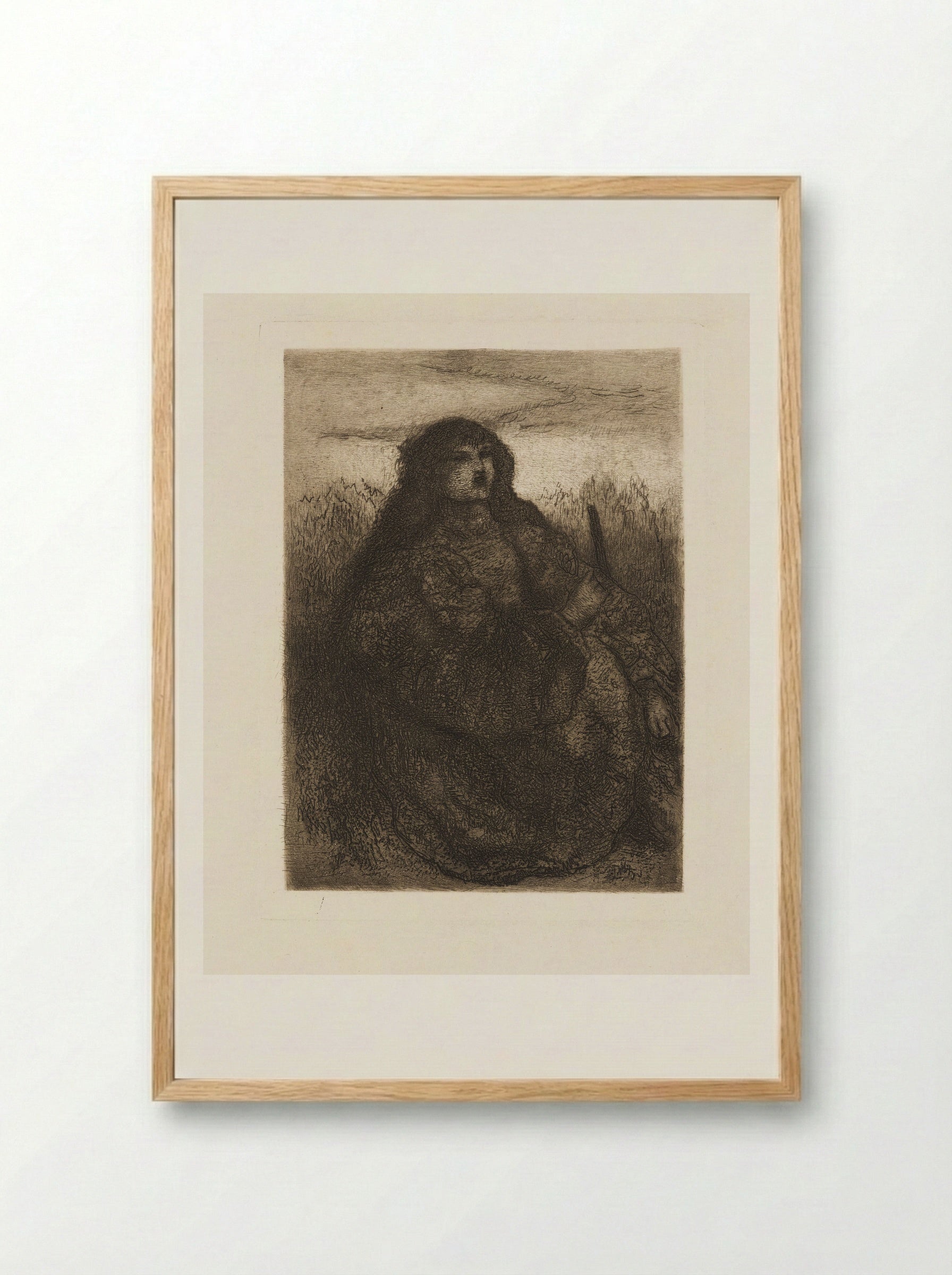 Girl with Distaff - Matthijs Maris - Framed Print Wood