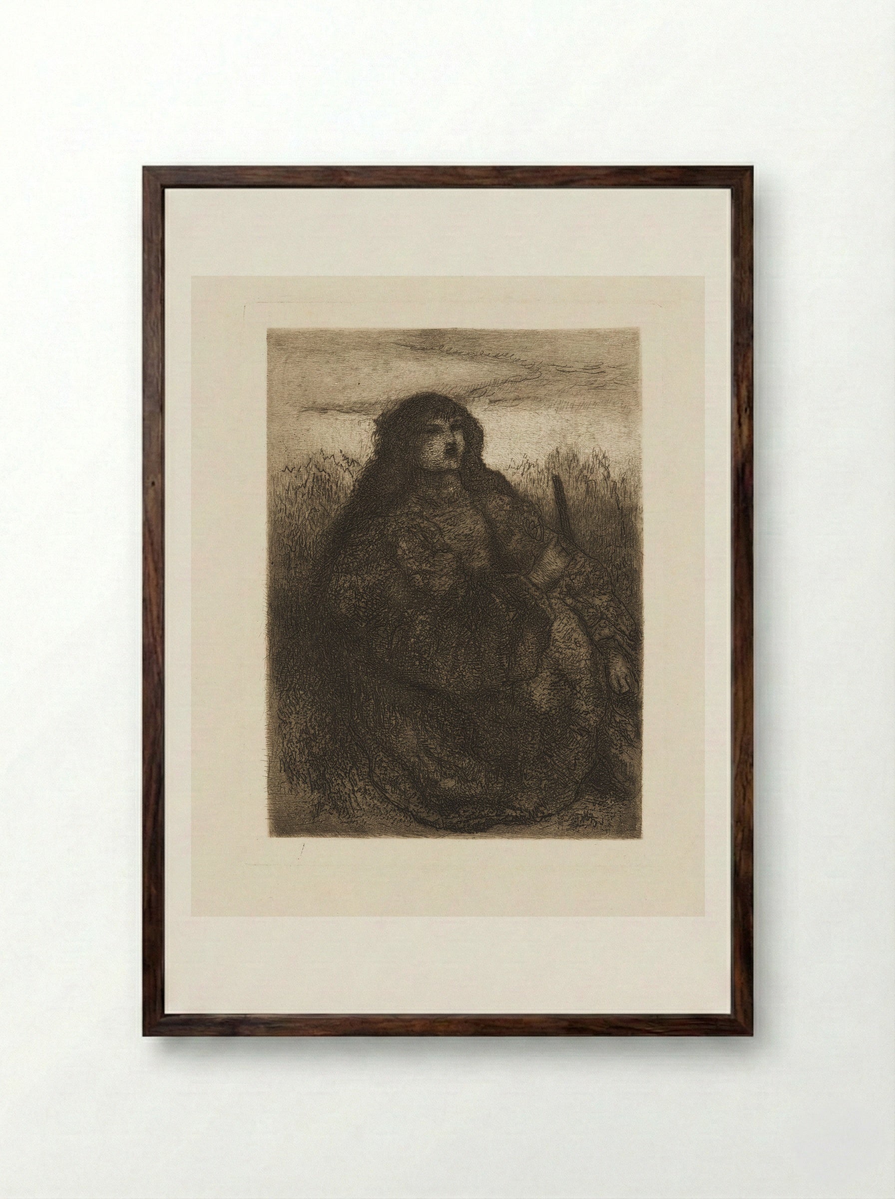 Girl with Distaff - Matthijs Maris - Framed Print Dark Wood