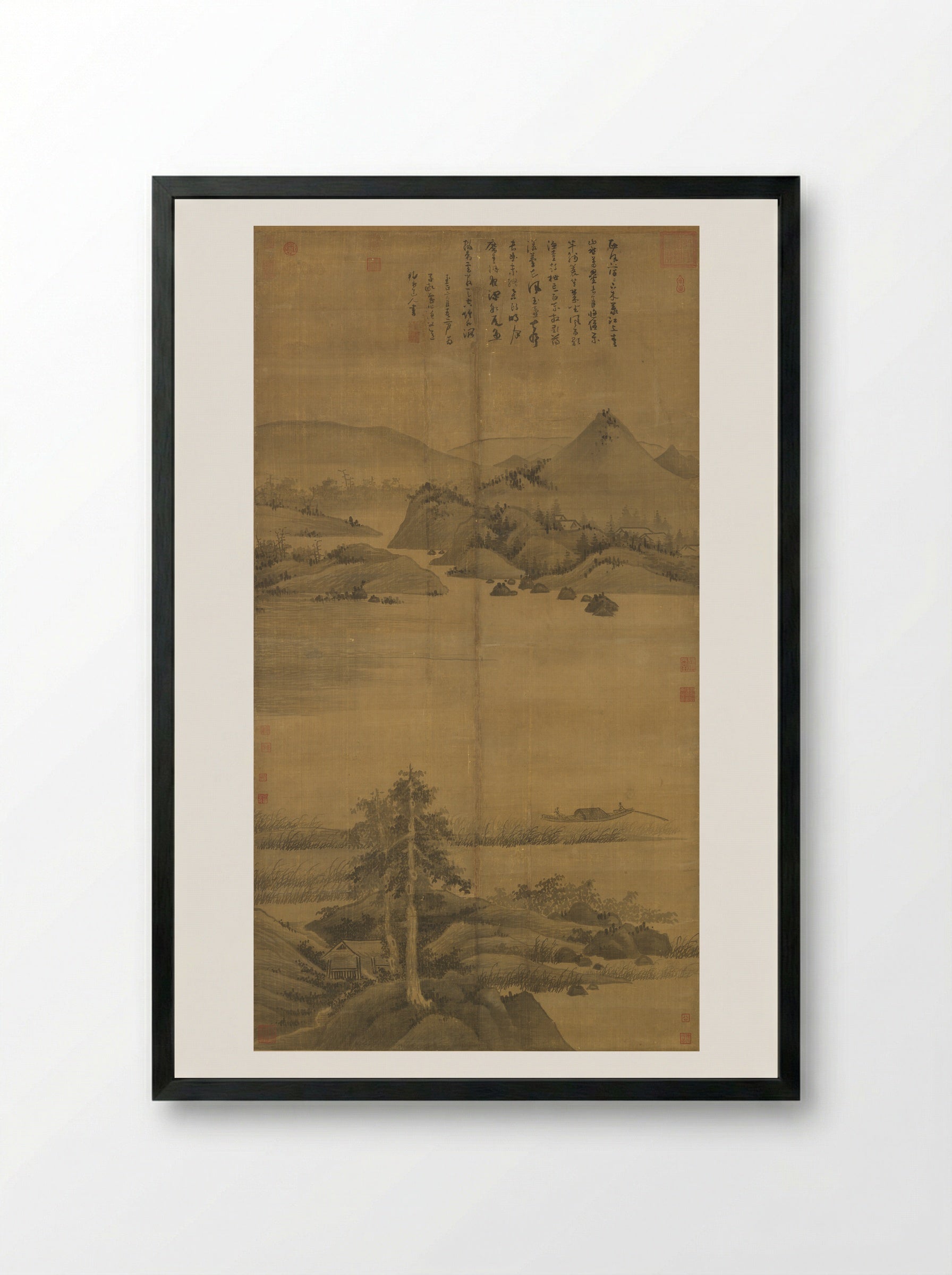 Fisherman - Wu Zhen - Framed Print Black