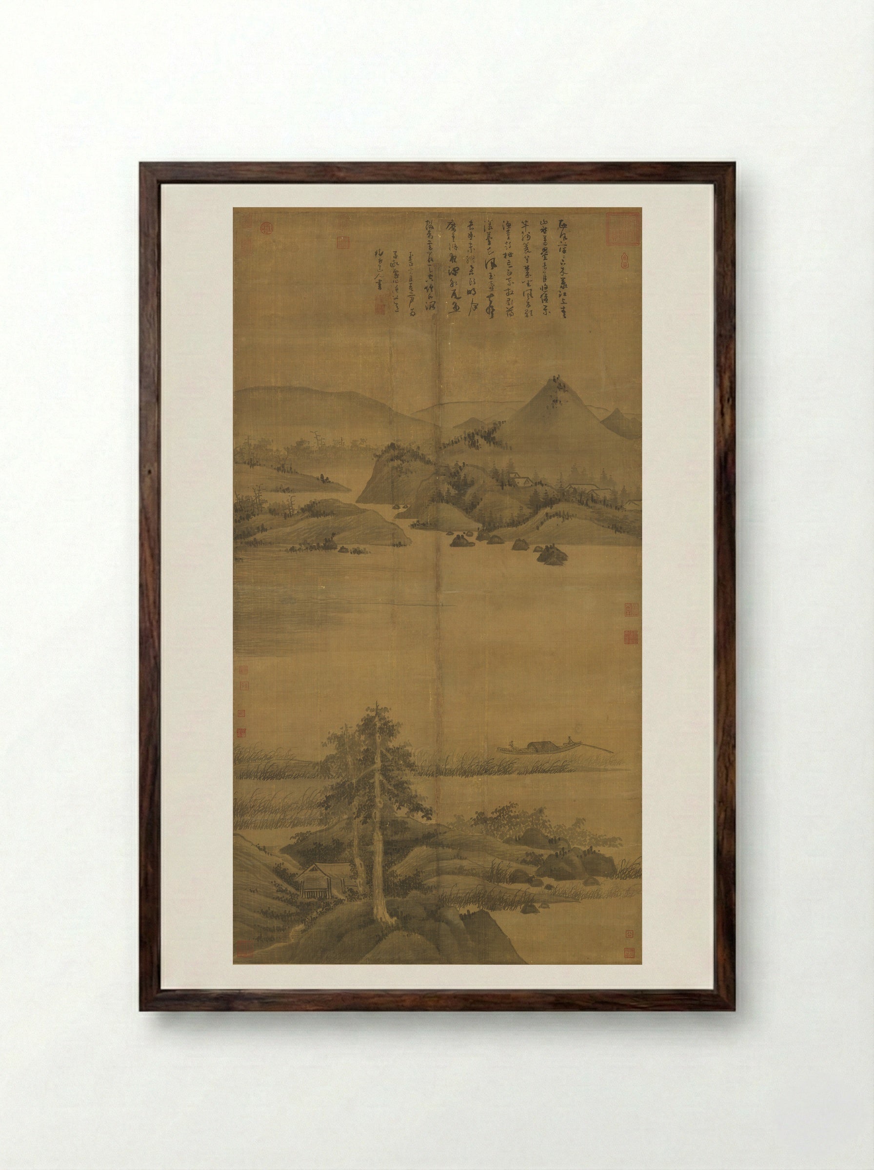 Fisherman - Wu Zhen - Framed Print Dark Wood