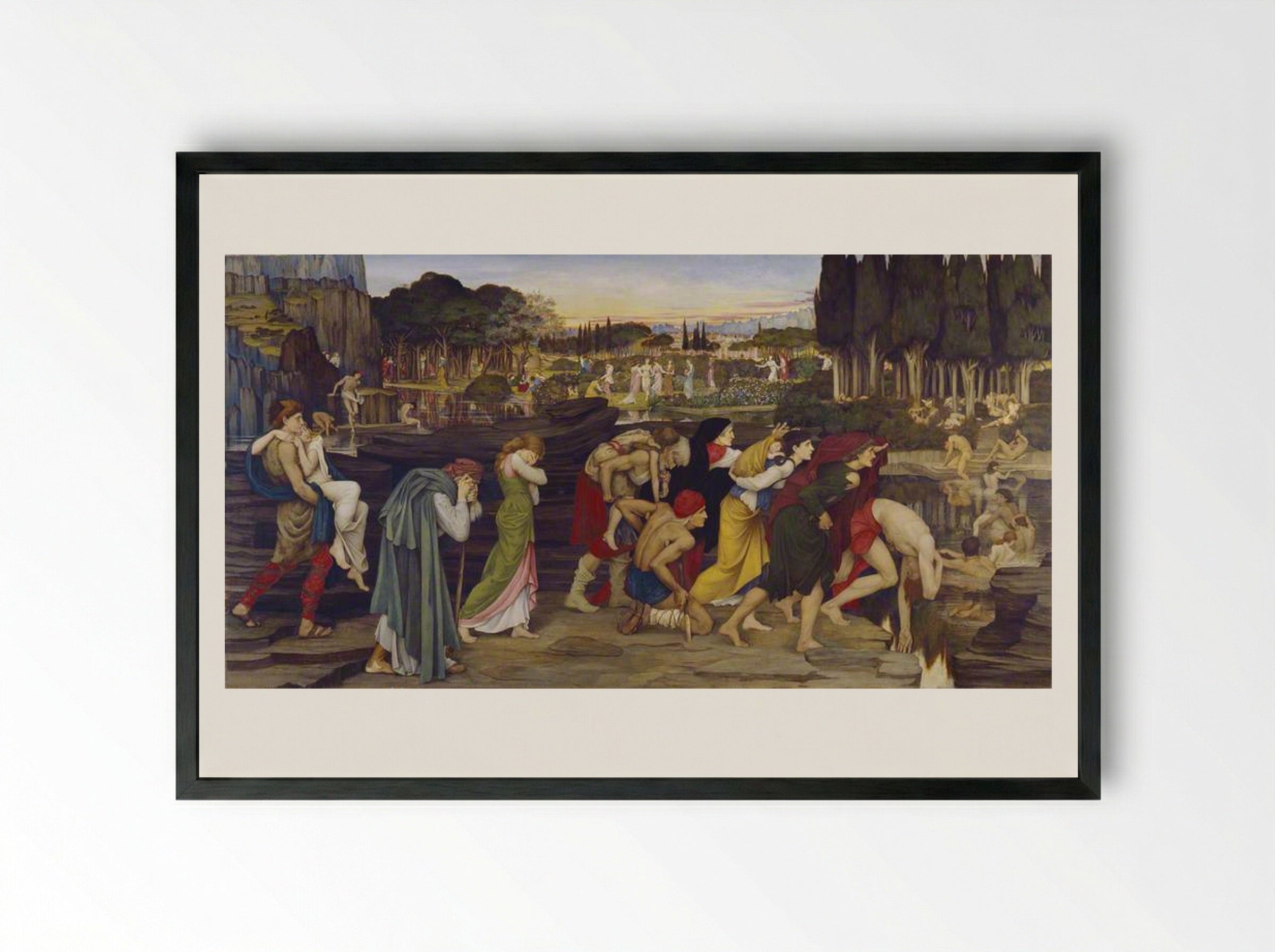The Waters of Lethe by the Plains of Elysium - John Roddam Spencer Stanhope - Framed Print Black