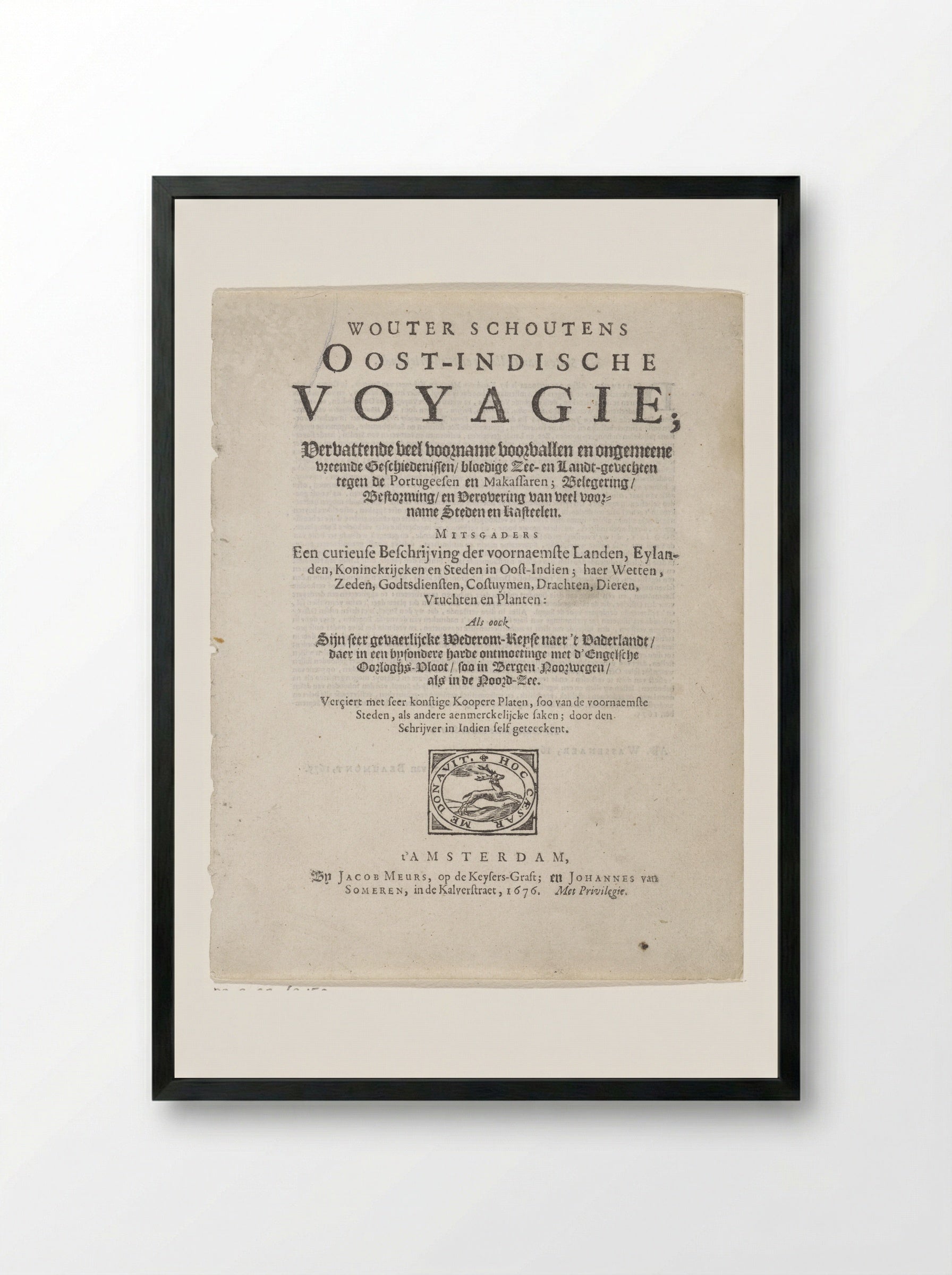 Title Page of Oost-Indische Voyagie - Wouter Schouten - Framed Print Black