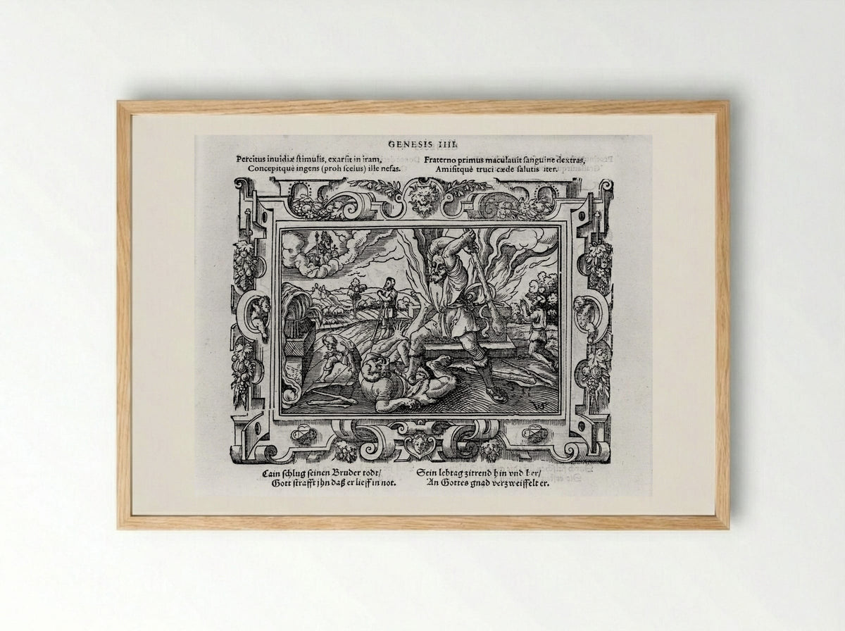 Cain Slaying Abel - Virgil Solis - Framed Print Wood