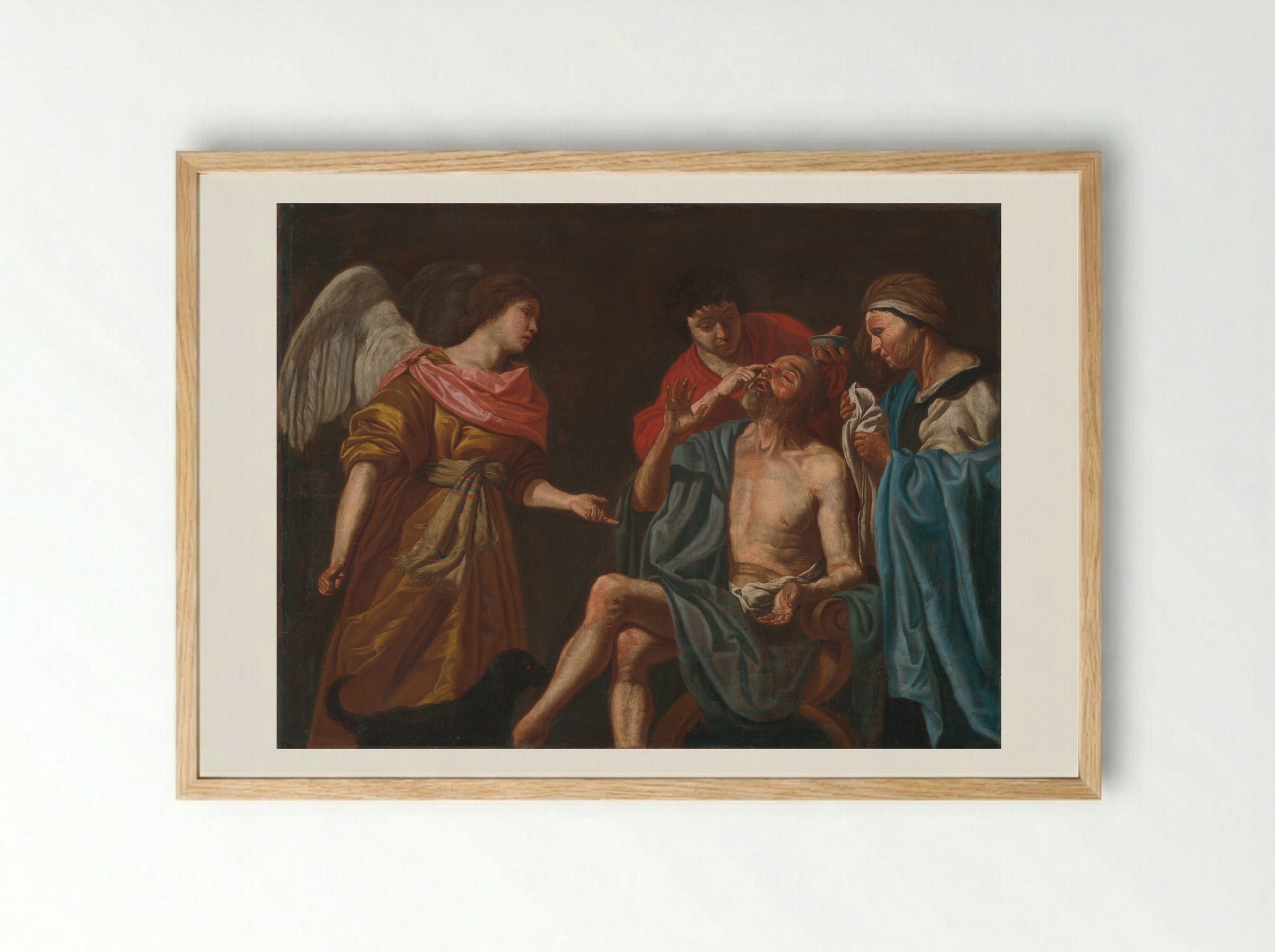 The Healing of Tobit - Matthias Stom - Framed Print Wood