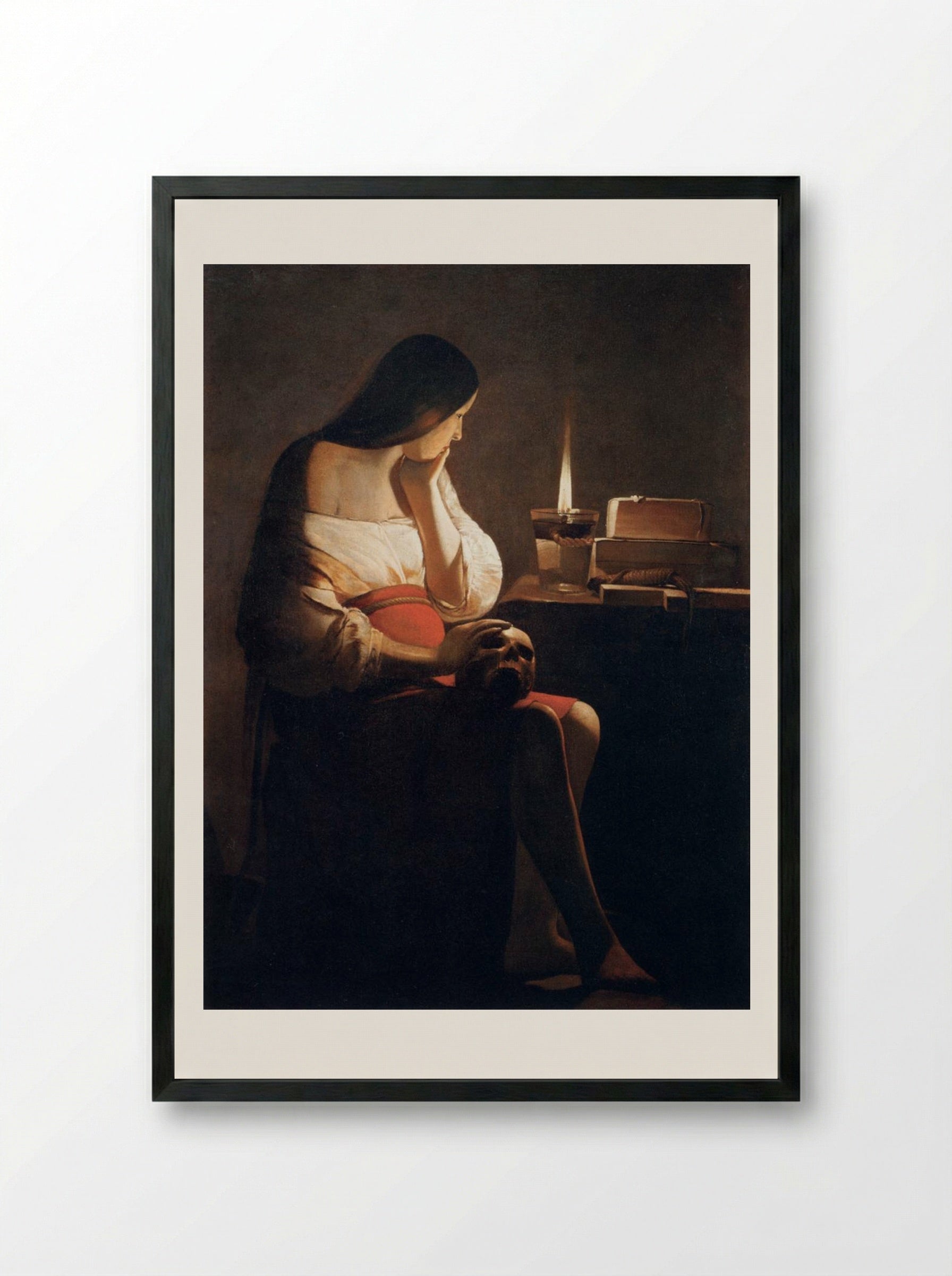 Mary Magdalene with the Night Light - Georges de la Tour - Framed Print Black