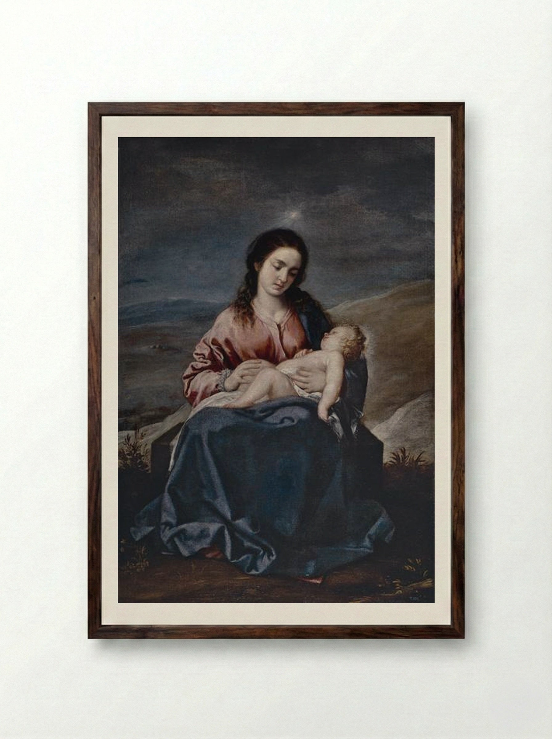 The Virgin and Child - Alonso Cano - Framed Print Dark Wood