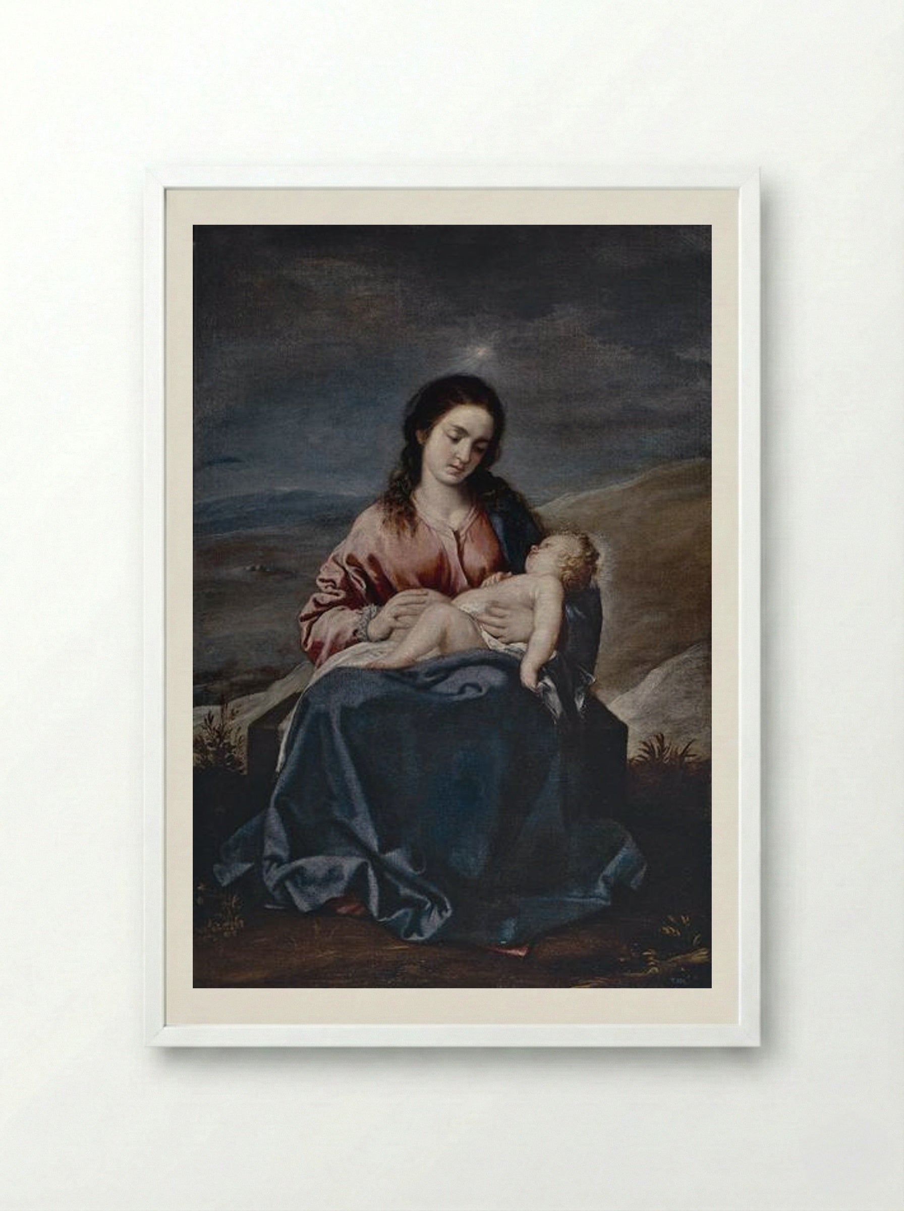 The Virgin and Child - Alonso Cano - Framed Print White