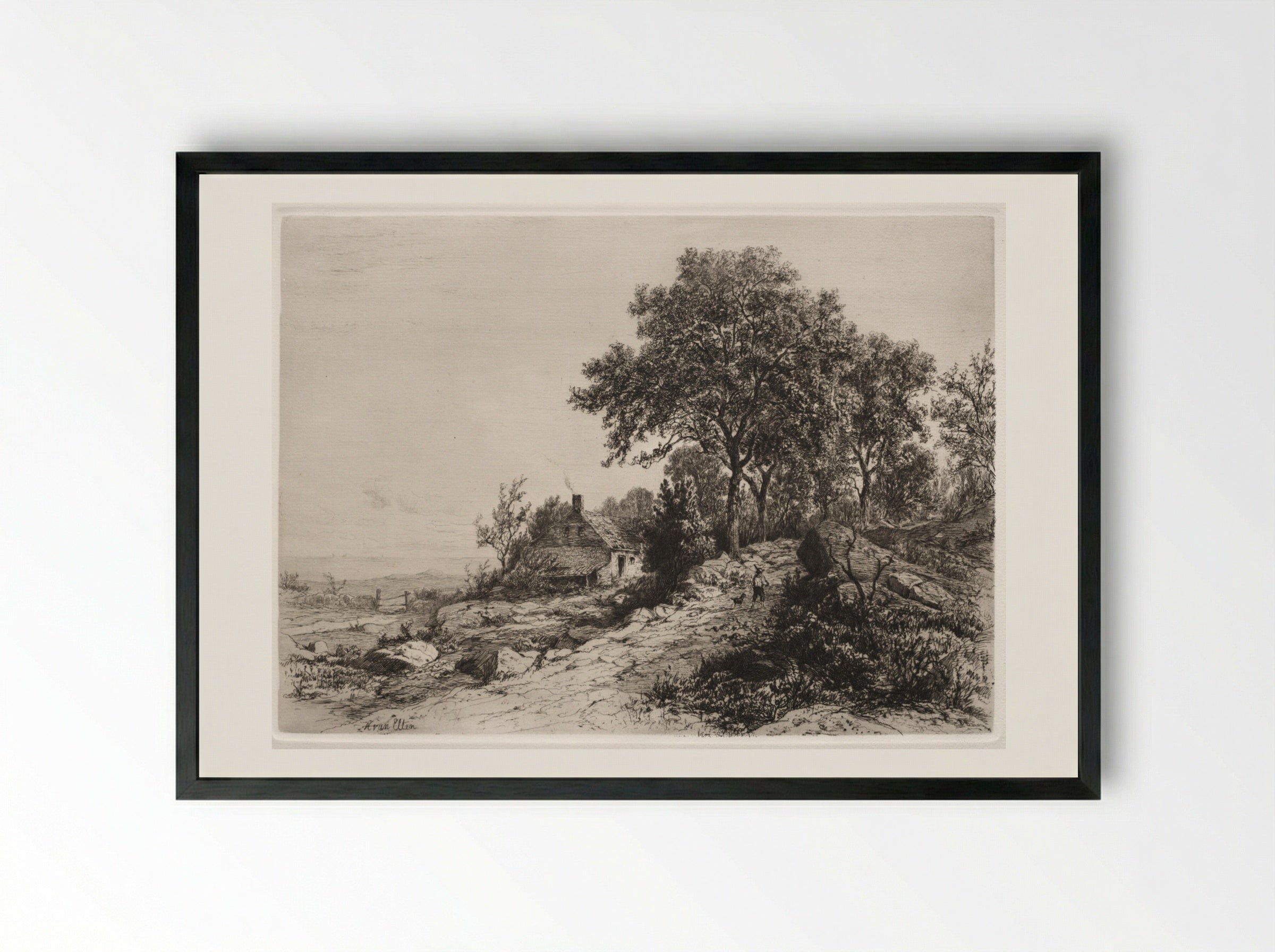 Cottage by the Sea - Hendrik Dirk Kruseman van Elten - Framed Print Black