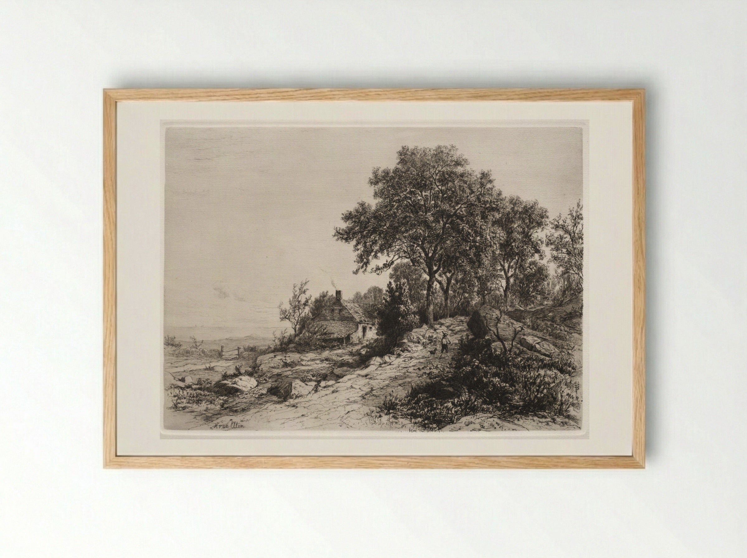 Cottage by the Sea - Hendrik Dirk Kruseman van Elten - Framed Print Wood
