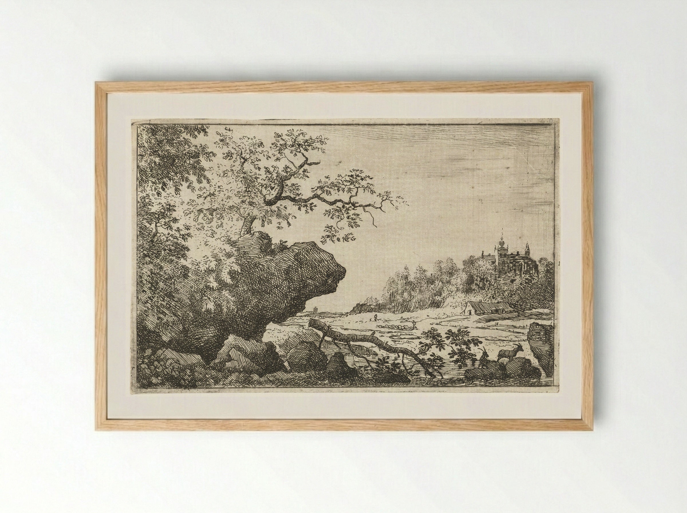 Landschap met afgevallen boomtak - Allaert van Everdingen - Framed Print Wood