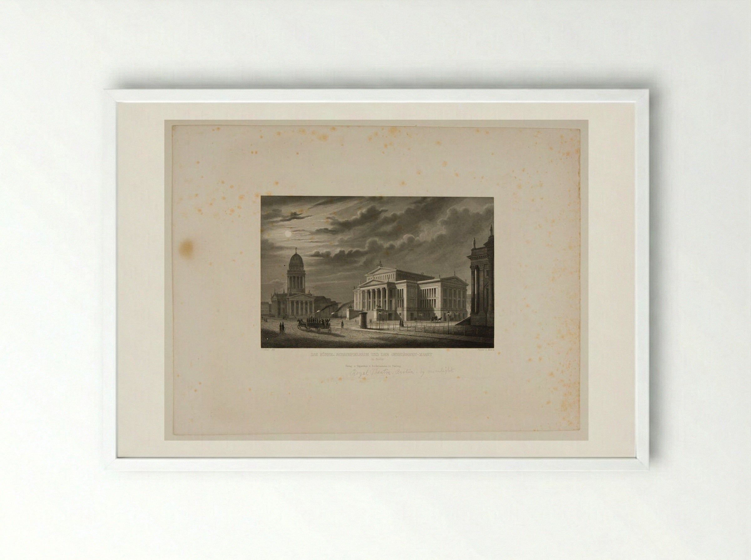 The Royal Theater and the Gensdarmes Market, Berlin - Johann Gabriel Friedrich Poppel - Framed Print White