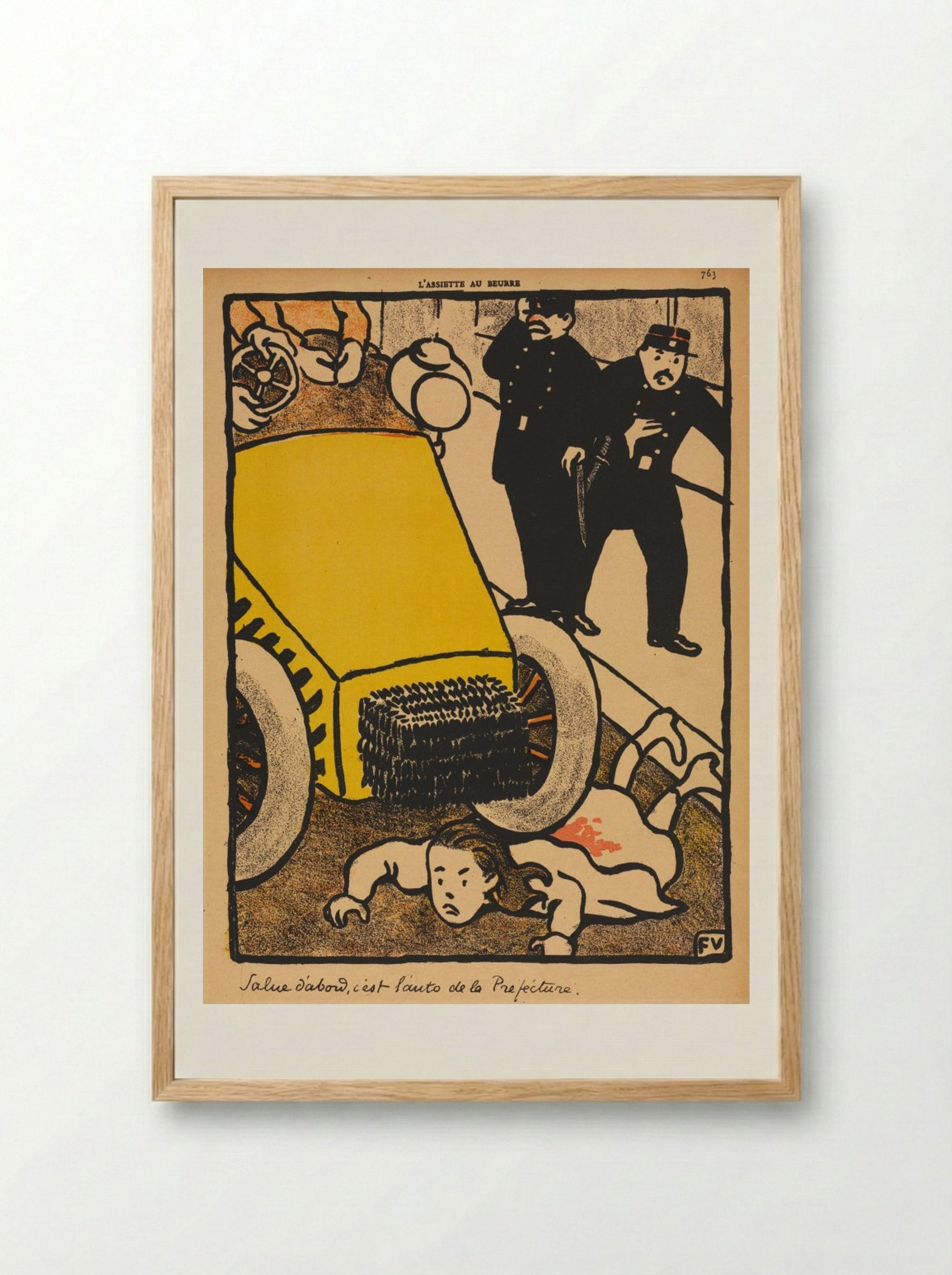 Salue d'abord, c'est l'auto de la Préfecture - Félix Vallotton - Framed Print Wood