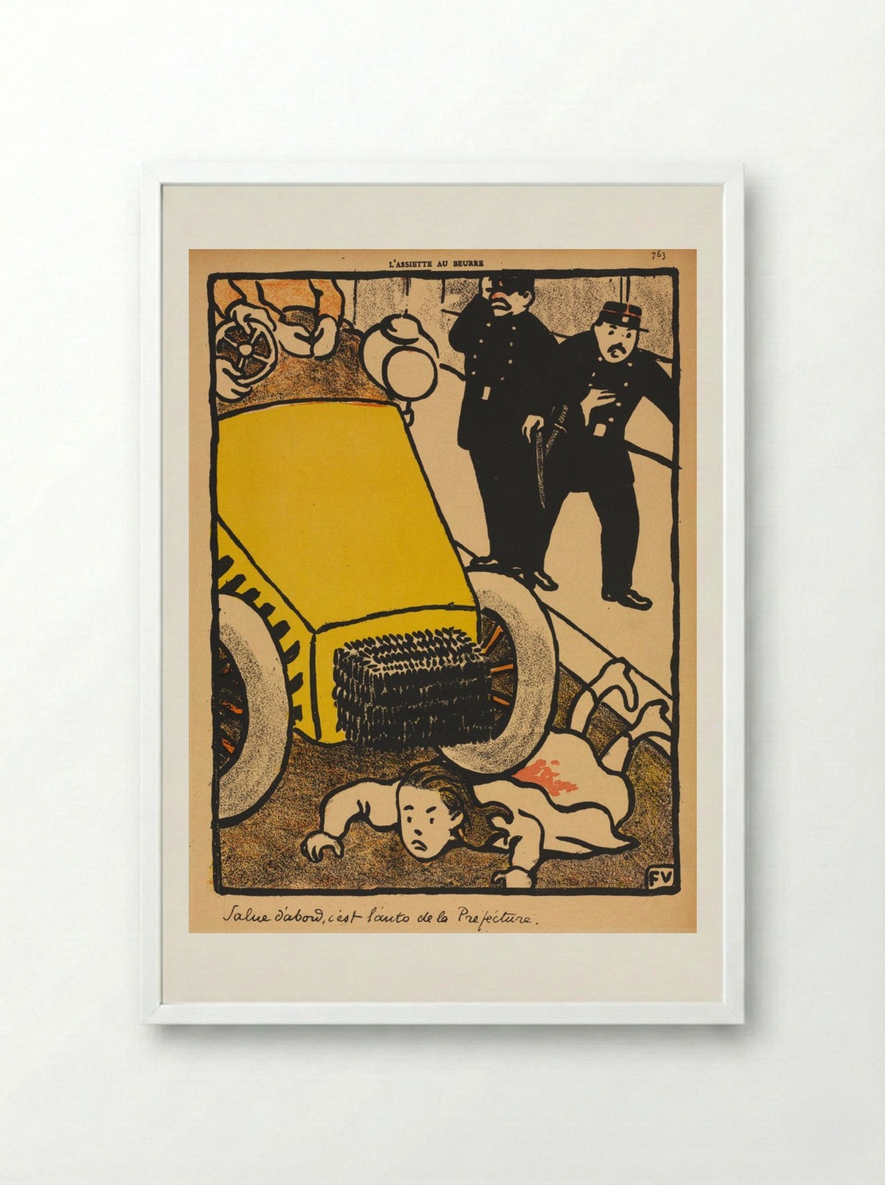 Salue d'abord, c'est l'auto de la Préfecture - Félix Vallotton - Framed Print White