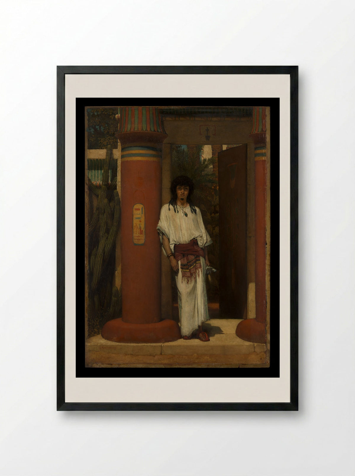 An Egyptian in a Doorway - Sir Lawrence Alma-Tadema - Framed Print Black